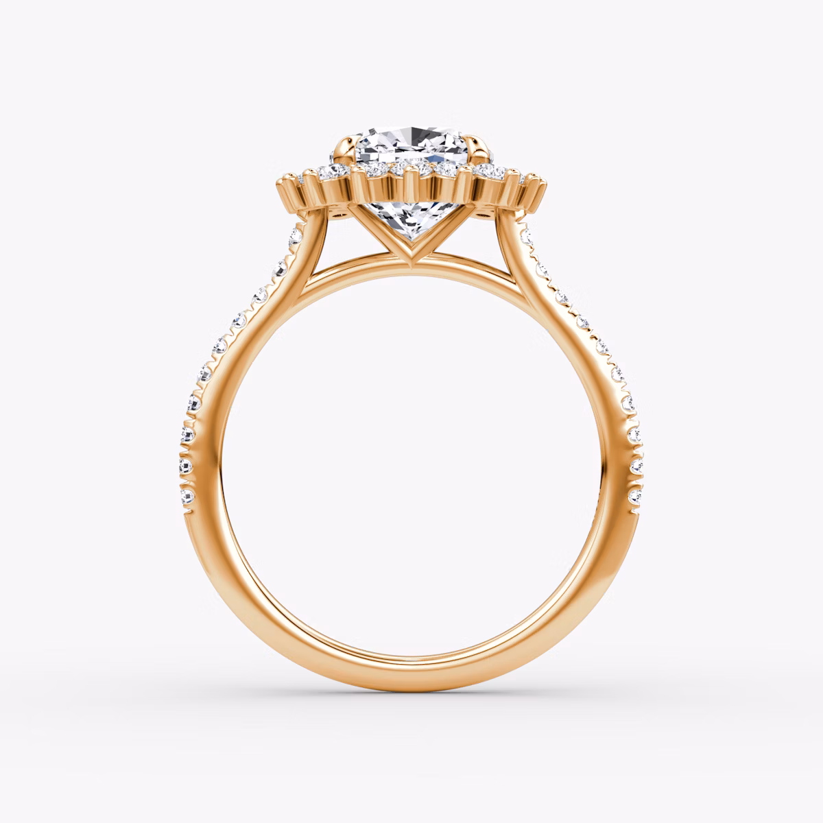The Floral Cathedral | Cushion | 14k | Rose Gold | bandAccent: Pavé | diamondOrientation: vertical | caratWeight: other