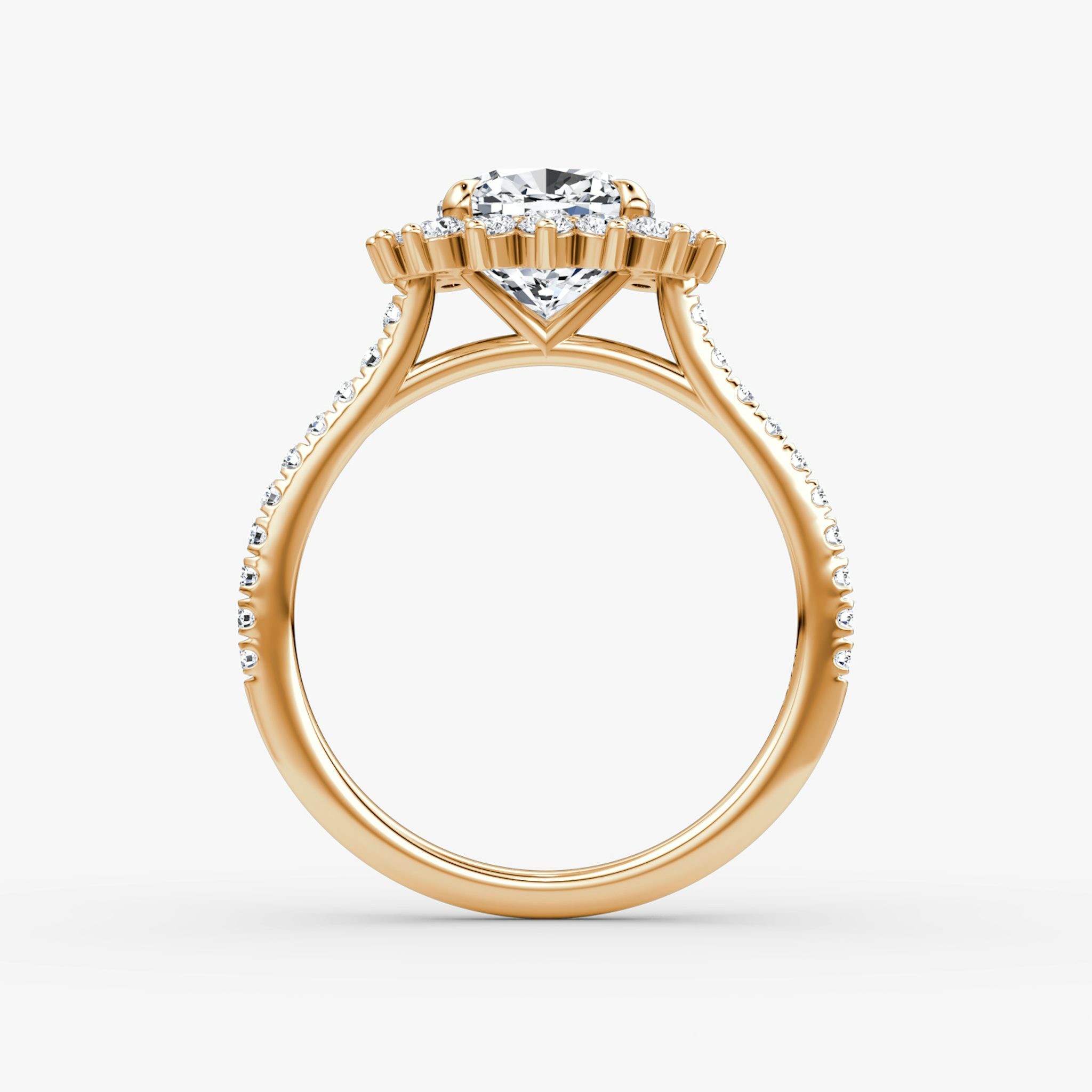 The Floral Cathedral | Cushion | 14k | Rose Gold | bandAccent: Pavé | diamondOrientation: vertical | caratWeight: other