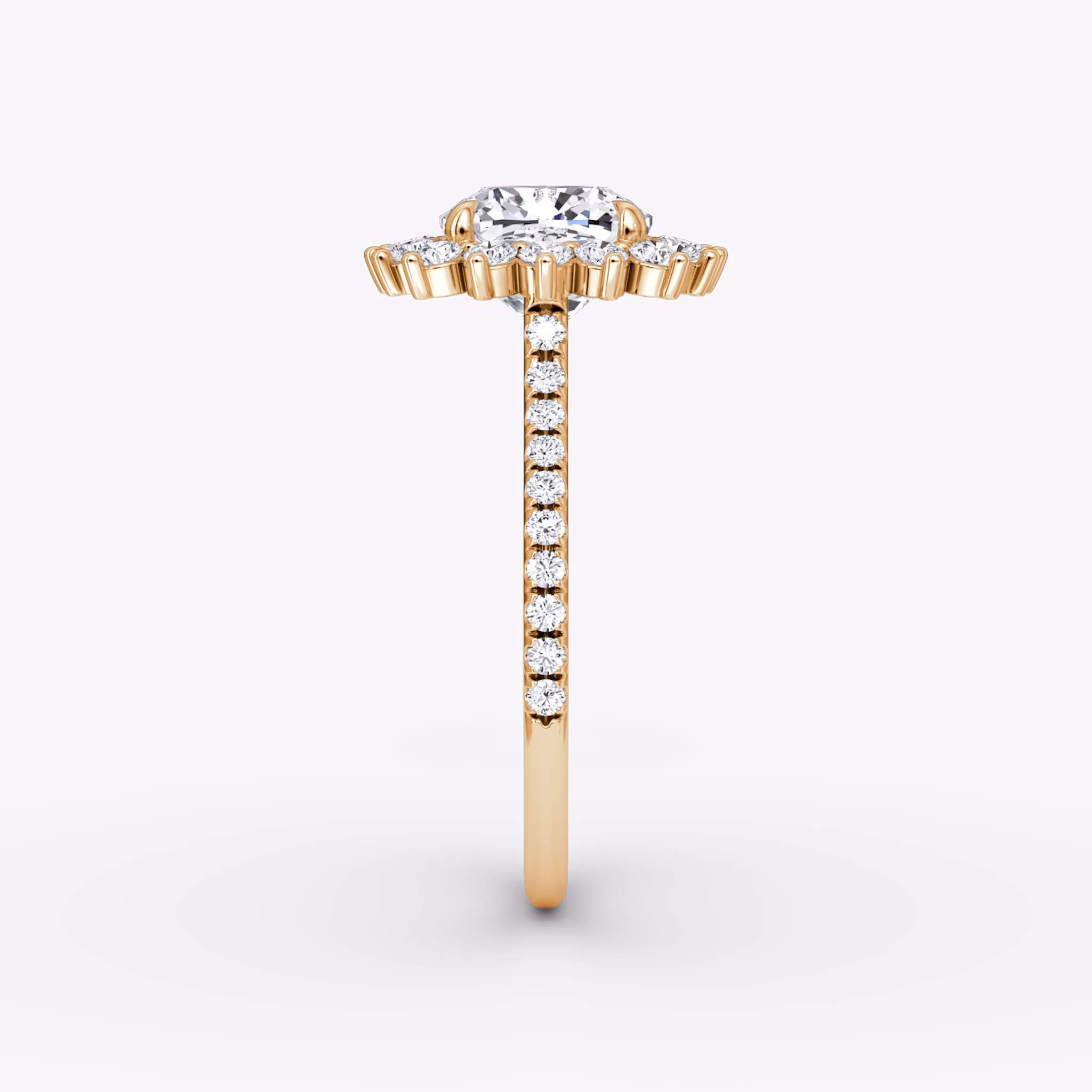 The Floral Cathedral | Cushion | 14k | Rose Gold | bandAccent: Pavé | diamondOrientation: vertical | caratWeight: other