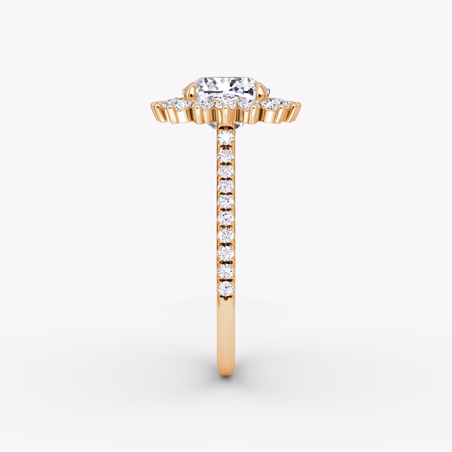 The Floral Cathedral  | Cushion | 14k | Rose Gold | bandAccent: Pavé | diamondOrientation: vertical | caratWeight: other