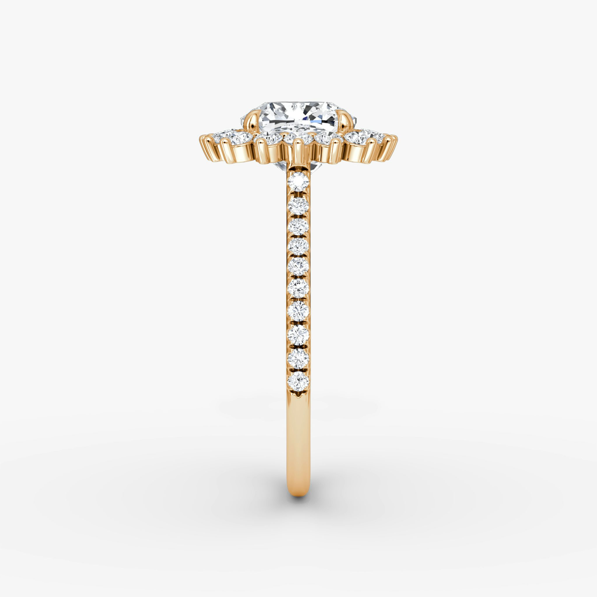 The Floral Cathedral | Cushion | 14k | Rose Gold | bandAccent: Pavé | diamondOrientation: vertical | caratWeight: other