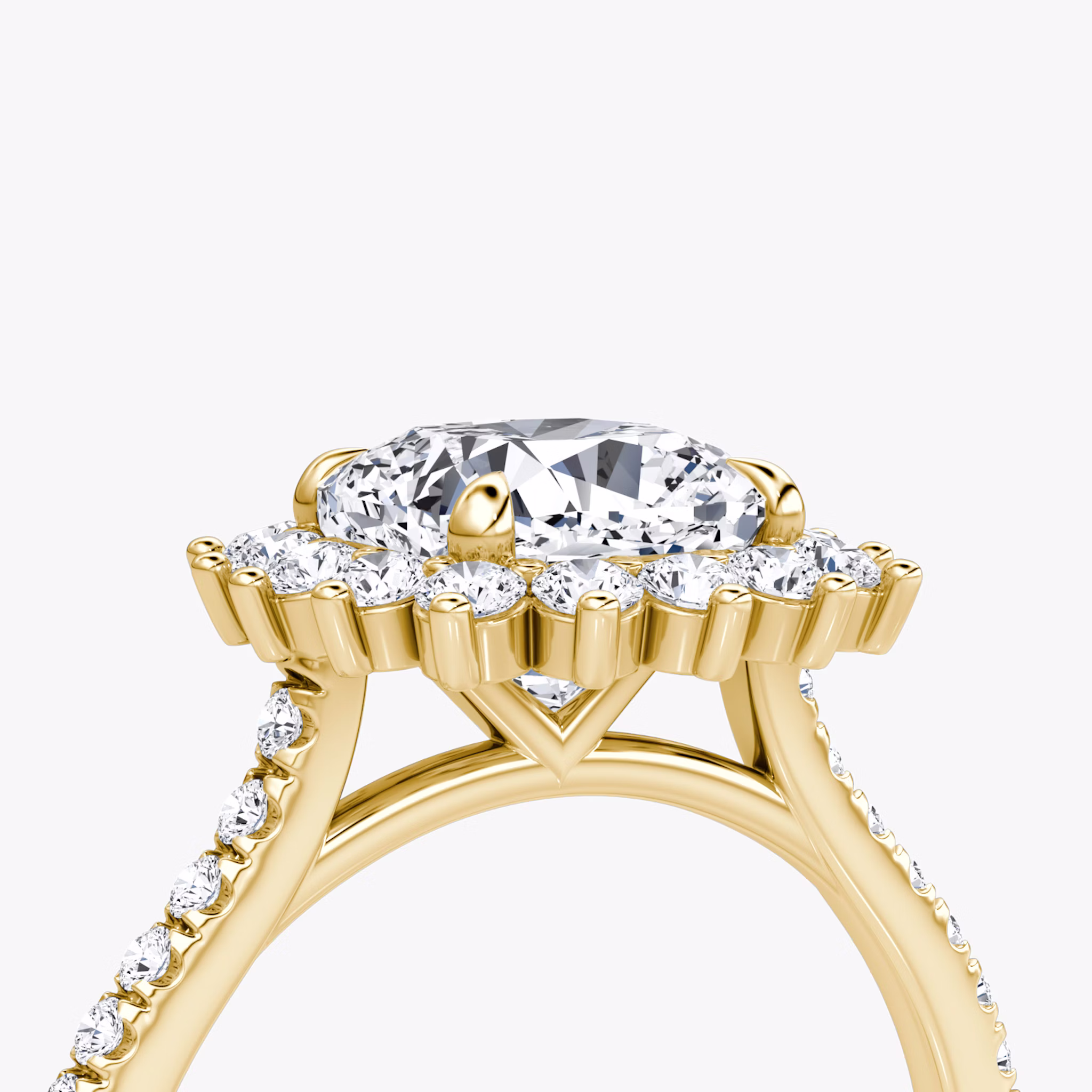 The Floral Cathedral | Cushion | 18k | Yellow Gold | bandAccent: Pavé | diamondOrientation: vertical | caratWeight: other