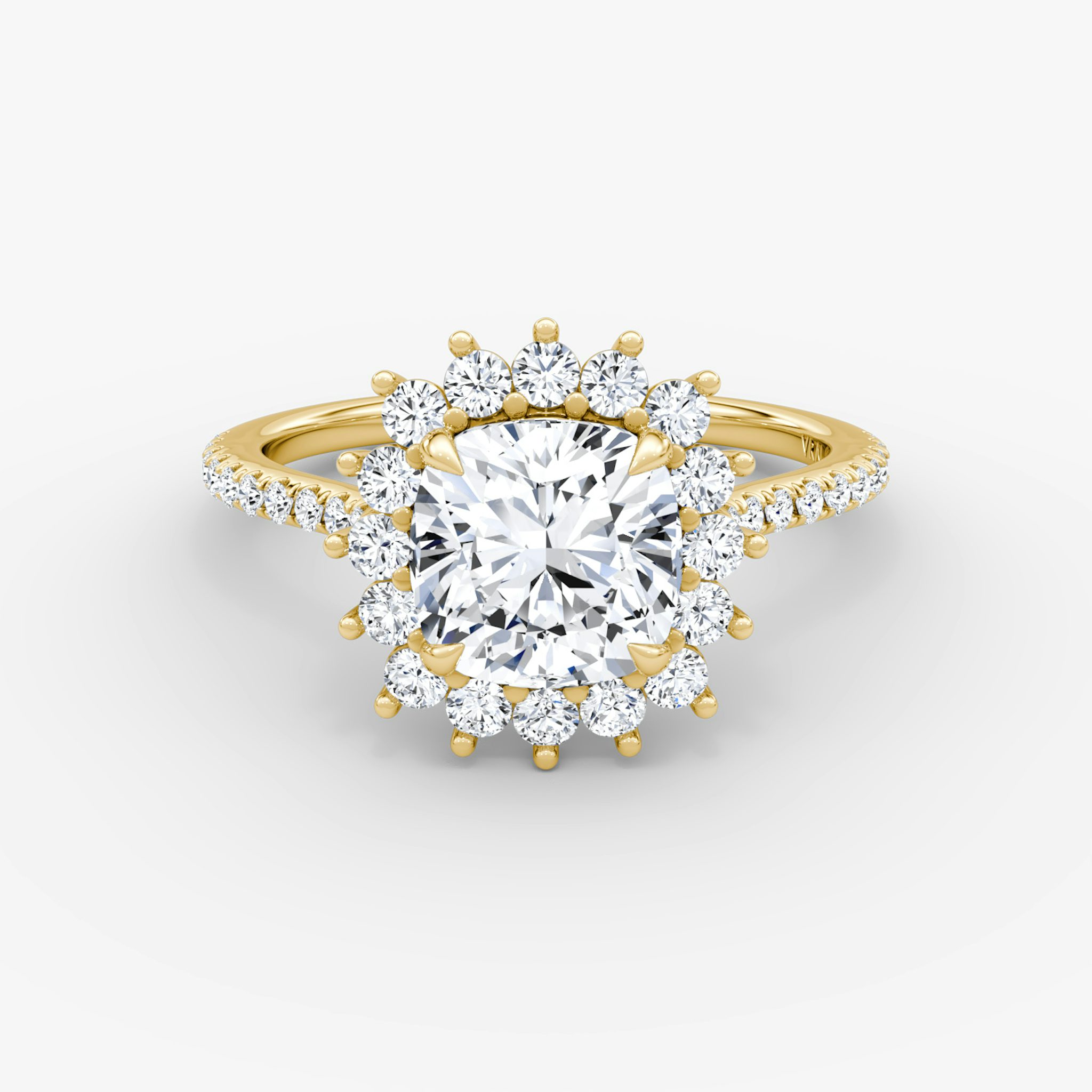 The Floral Cathedral | Cushion | 18k | Yellow Gold | bandAccent: Pavé | diamondOrientation: vertical | caratWeight: other