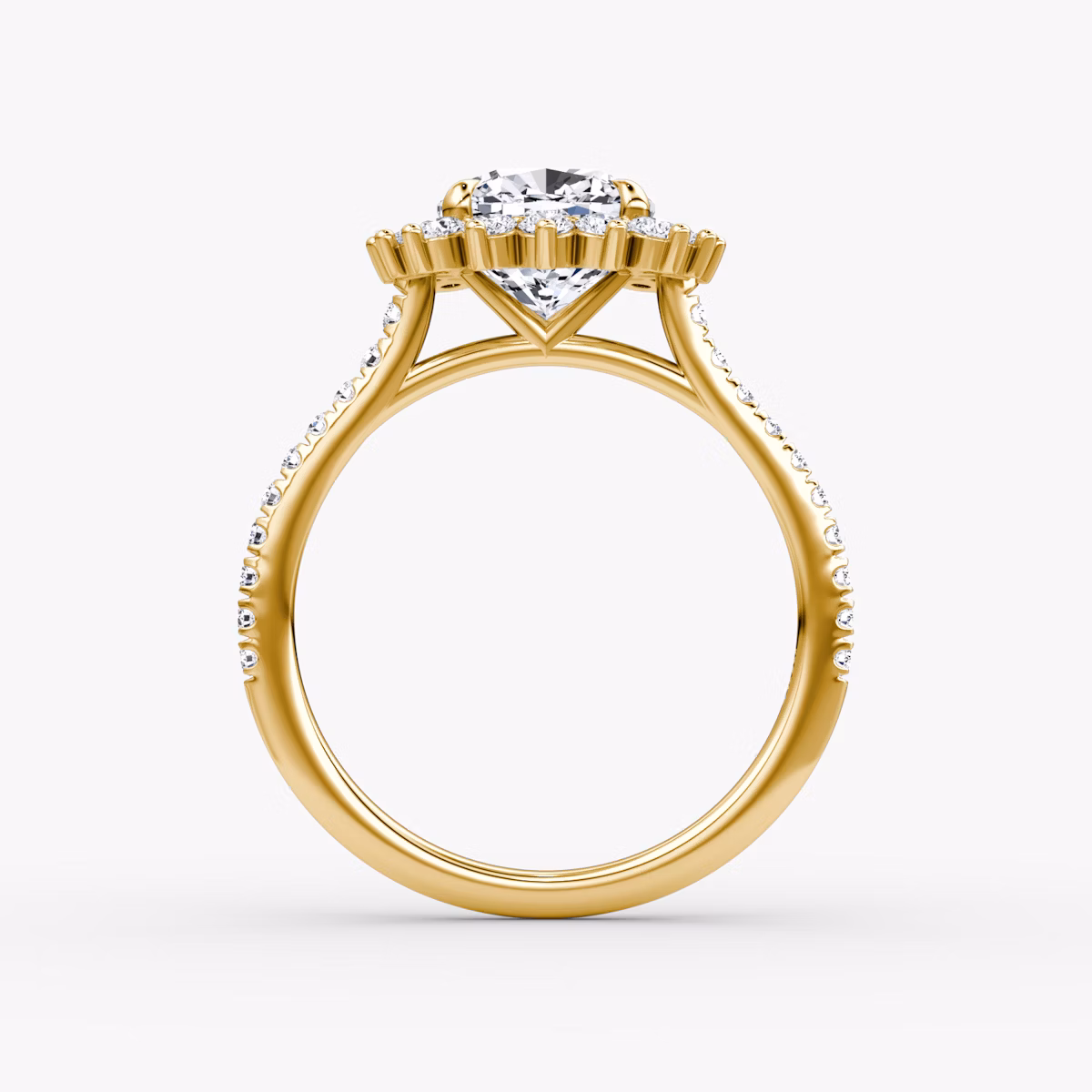 The Floral Cathedral | Cushion | 18k | Yellow Gold | bandAccent: Pavé | diamondOrientation: vertical | caratWeight: other