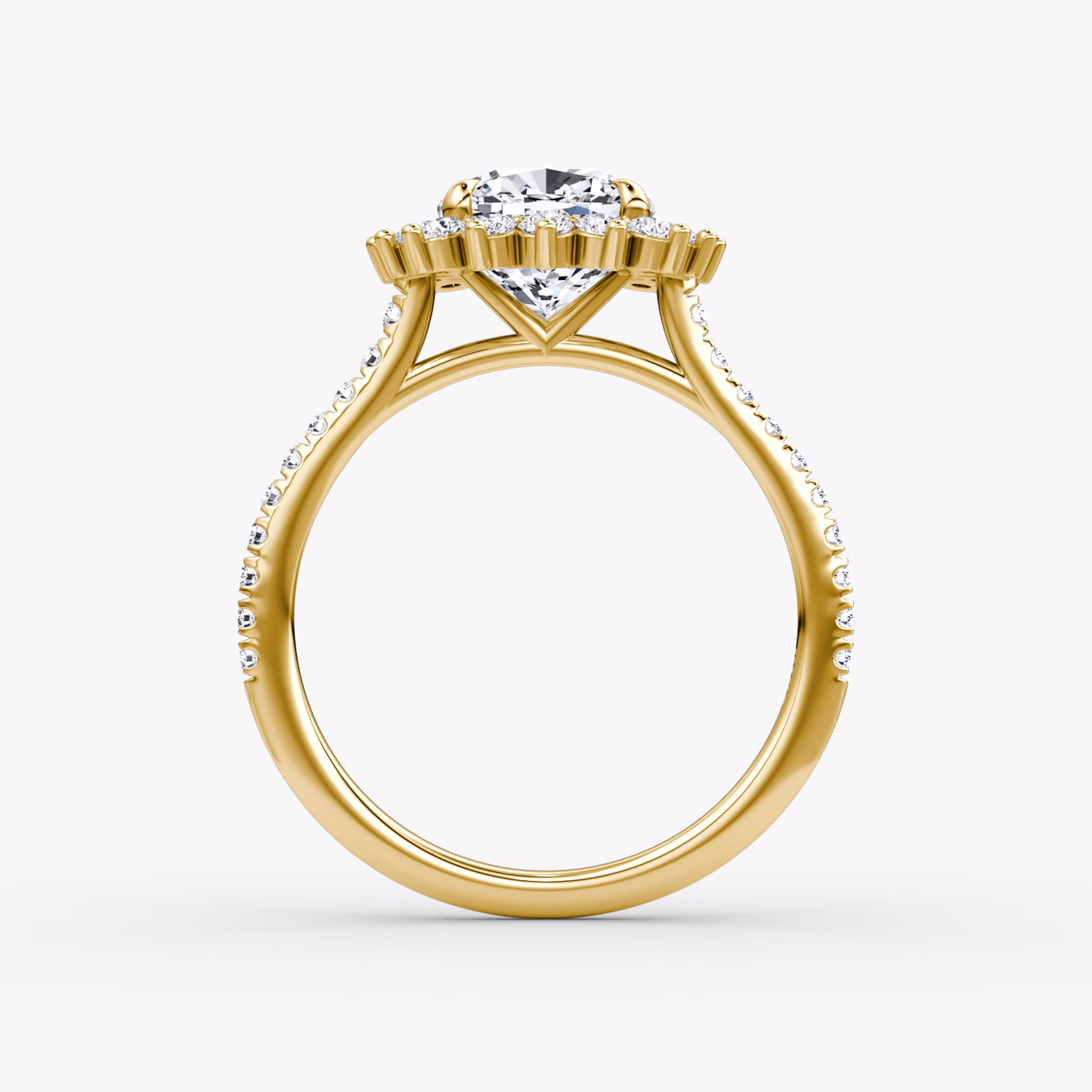 The Floral Cathedral | Cushion | 18k | Yellow Gold | bandAccent: Pavé | diamondOrientation: vertical | caratWeight: other