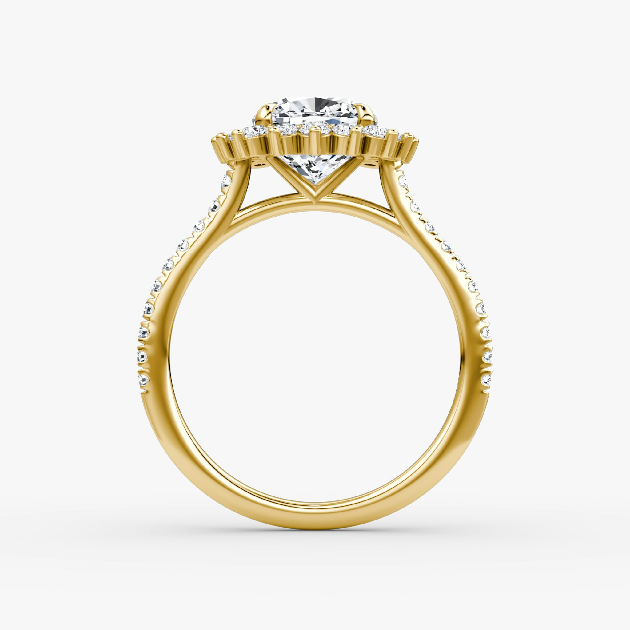 The Floral Cathedral | Cushion | 18k | Yellow Gold | bandAccent: Pavé | diamondOrientation: vertical | caratWeight: other