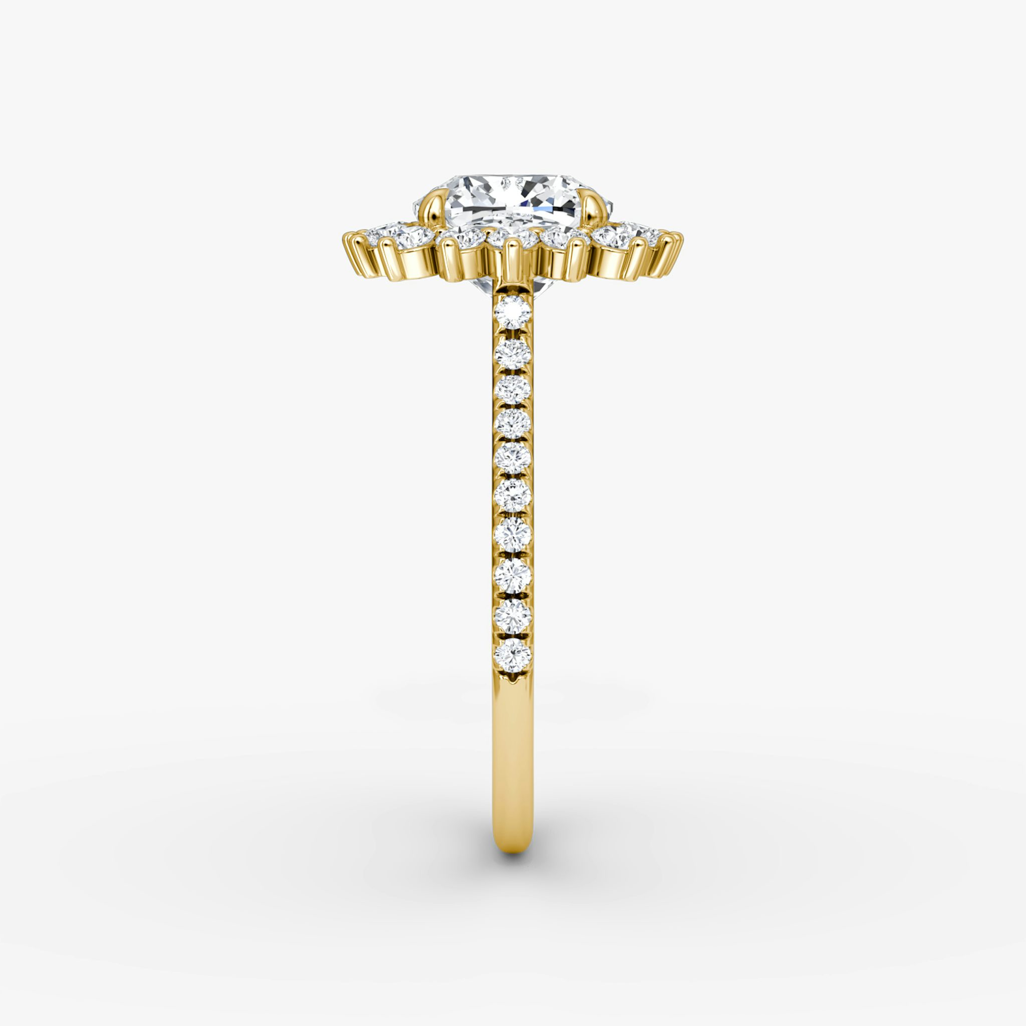 The Floral Cathedral | Cushion | 18k | Yellow Gold | bandAccent: Pavé | diamondOrientation: vertical | caratWeight: other