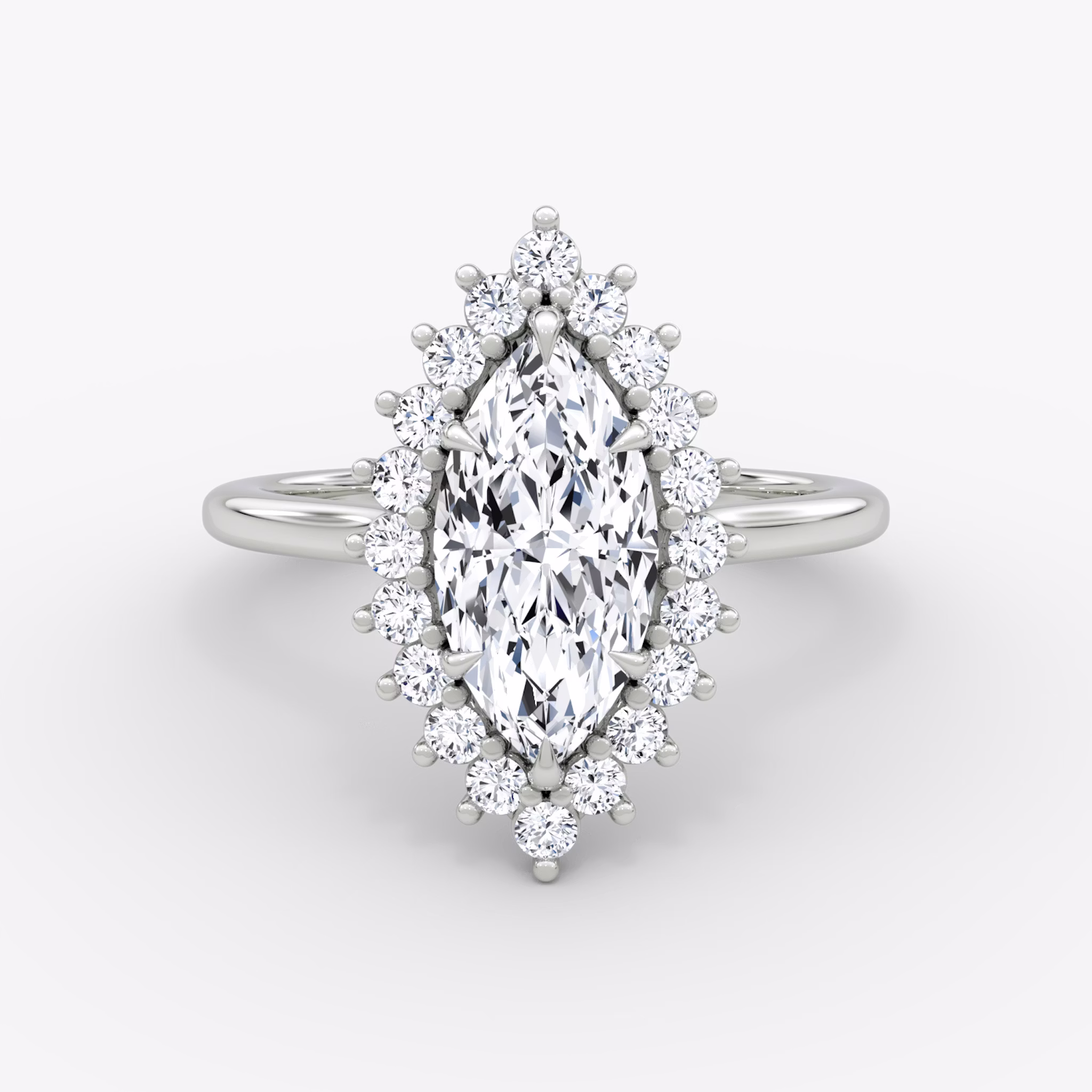 The Floral Cathedral | Marquise | 18k | White Gold | bandAccent: Plain | diamondOrientation: vertical | caratWeight: other