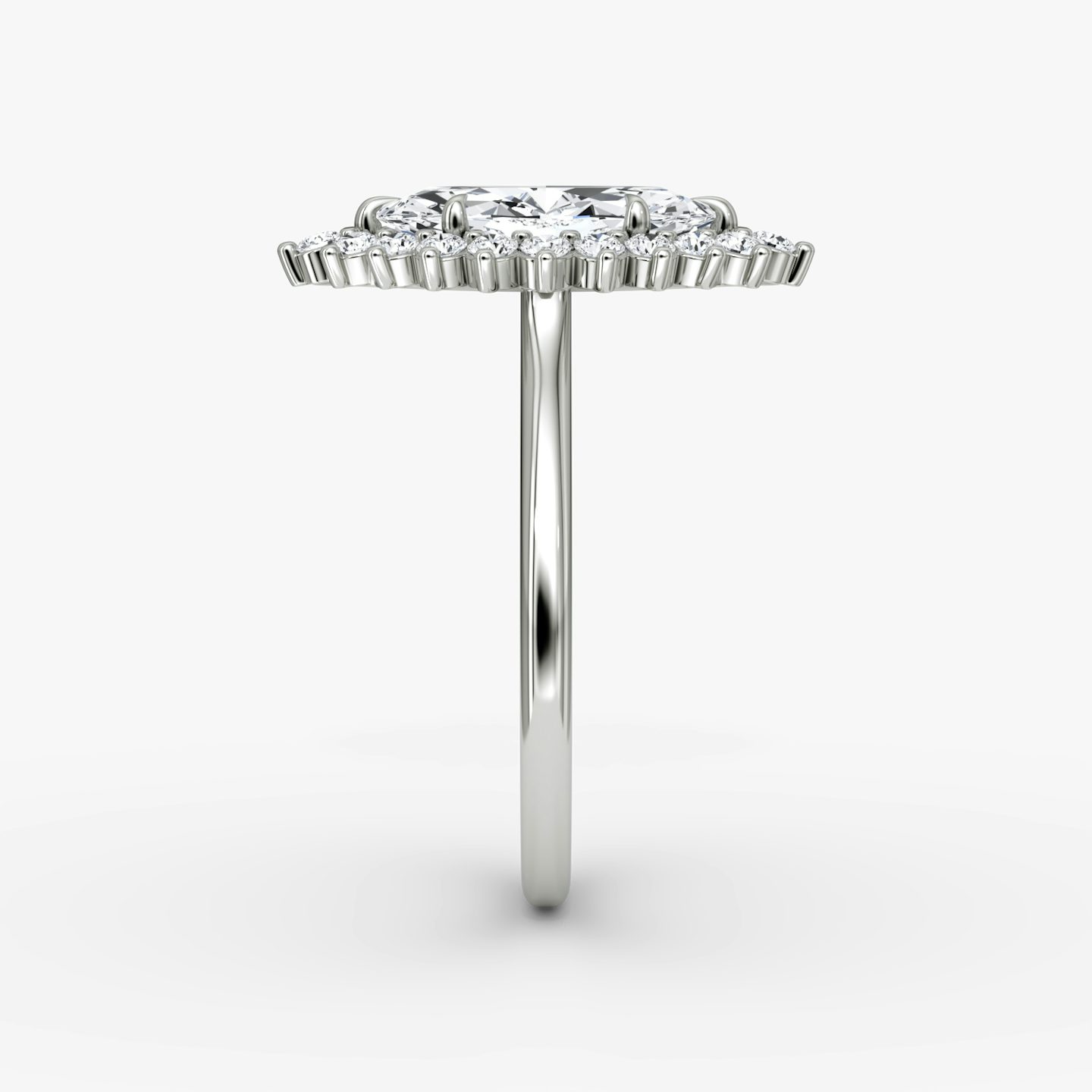 Anillo de compromiso Floral Cathedral | Marquise | 18k | Oro blanco | bandAccent: Simple | diamondOrientation: vertical | caratWeight: other