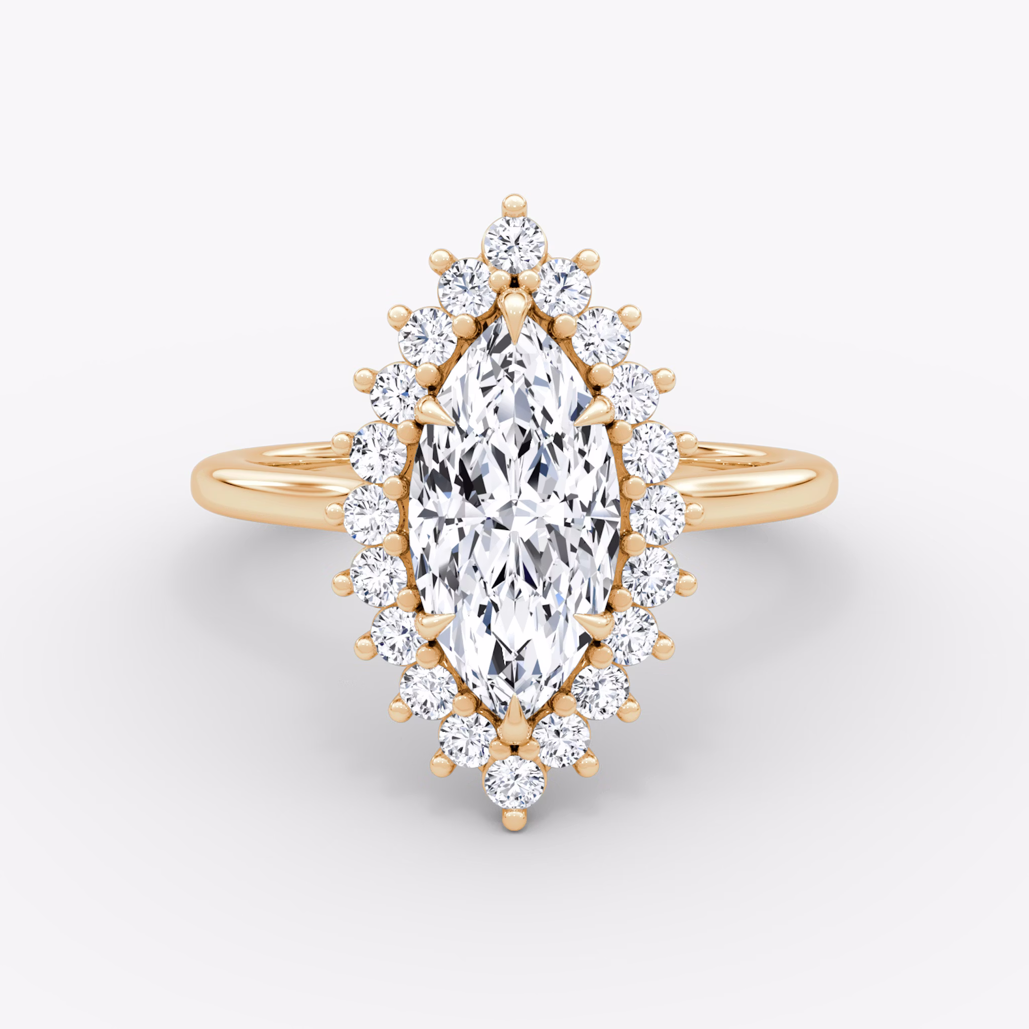 The Floral Cathedral | Marquise | 14k | Rose Gold | bandAccent: Plain | diamondOrientation: vertical | caratWeight: other