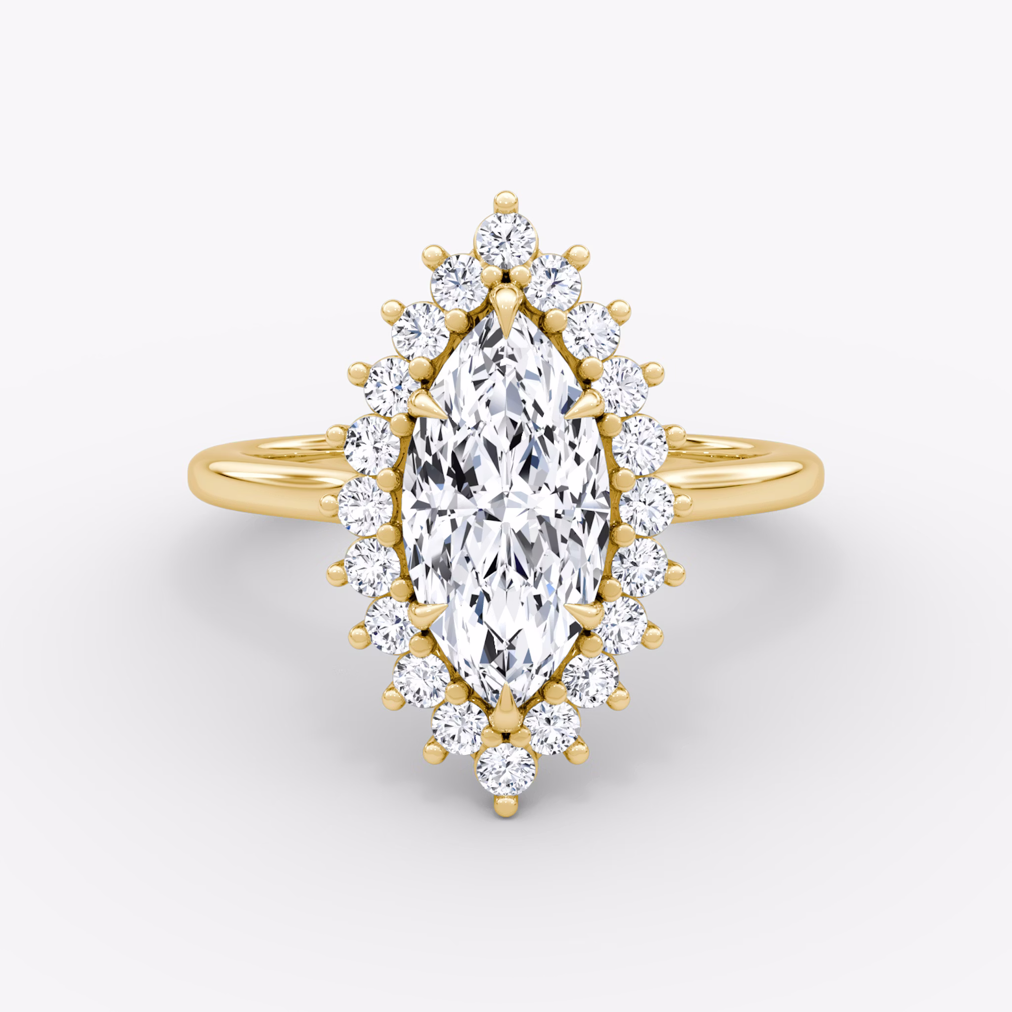 The Floral Cathedral | Marquise | 18k | Yellow Gold | bandAccent: Plain | diamondOrientation: vertical | caratWeight: other