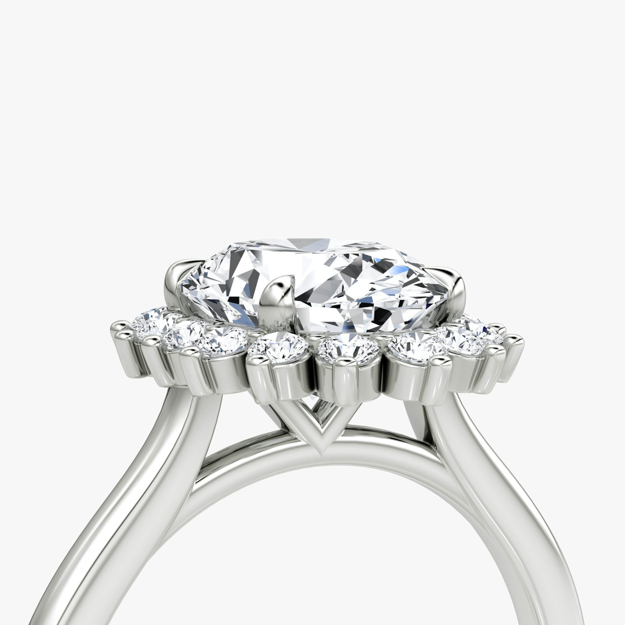 The Floral Cathedral | Oval | 18k | White Gold | bandAccent: Plain | diamondOrientation: vertical | caratWeight: other