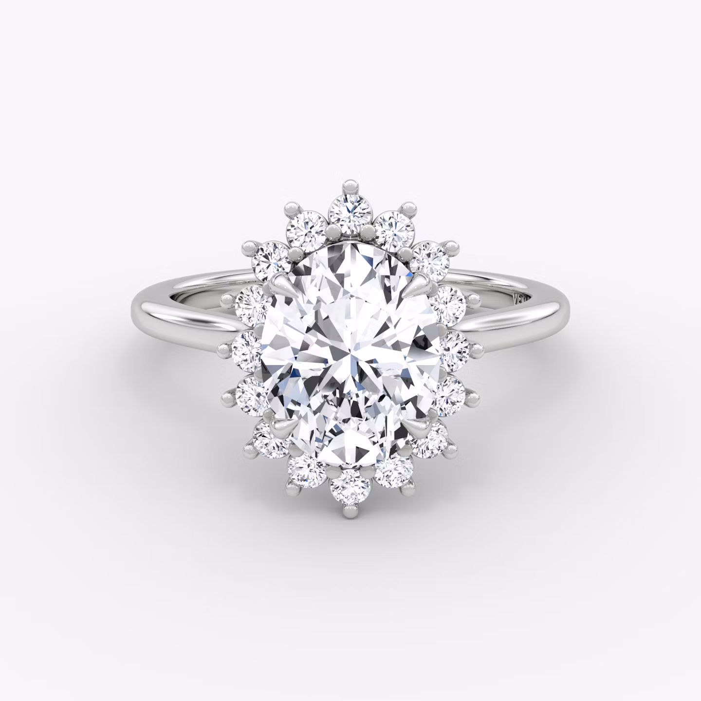 Anillo de compromiso Floral Cathedral | Oval | 18k | Oro blanco | bandAccent: Simple | diamondOrientation: vertical | caratWeight: other