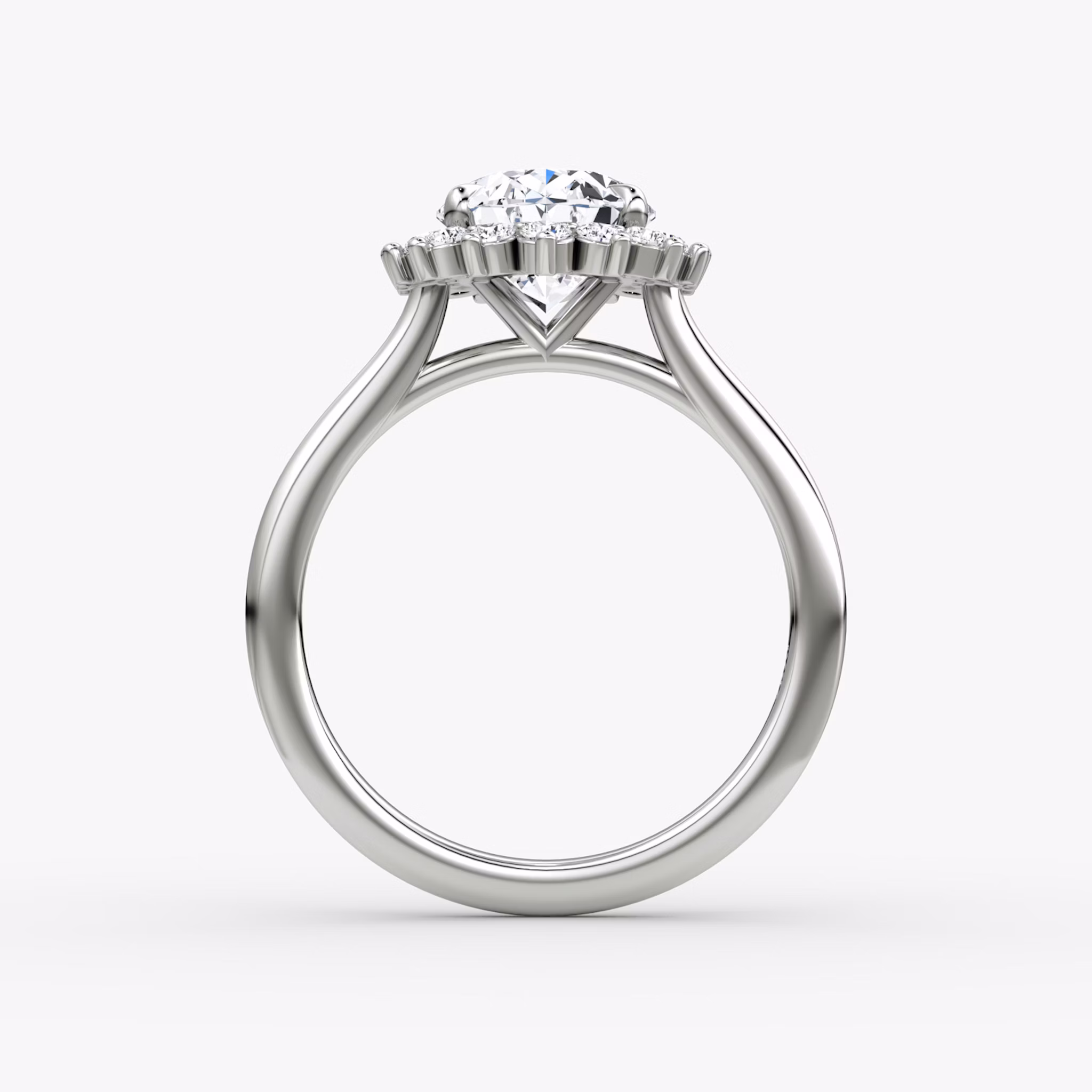 The Floral Cathedral | Oval | 18k | White Gold | bandAccent: Plain | diamondOrientation: vertical | caratWeight: other