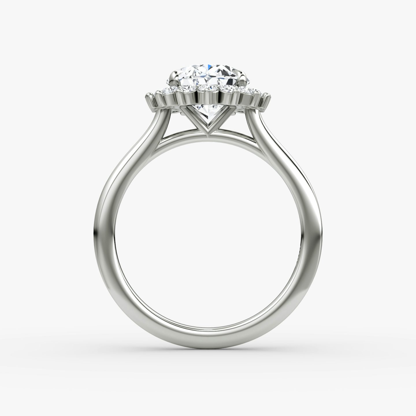 Anillo de compromiso Floral Cathedral | Oval | 18k | Oro blanco | bandAccent: Simple | diamondOrientation: vertical | caratWeight: other