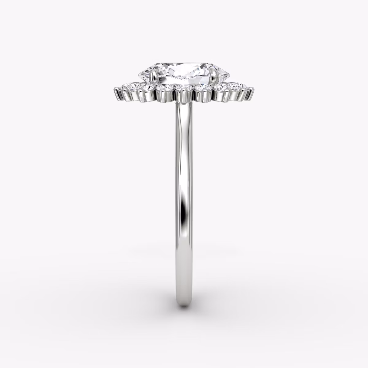 The Floral Cathedral | Oval | 18k | White Gold | bandAccent: Plain | diamondOrientation: vertical | caratWeight: other