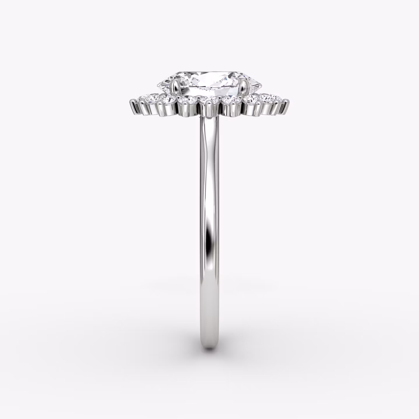 Anillo de compromiso Floral Cathedral | Oval | 18k | Oro blanco | bandAccent: Simple | diamondOrientation: vertical | caratWeight: other