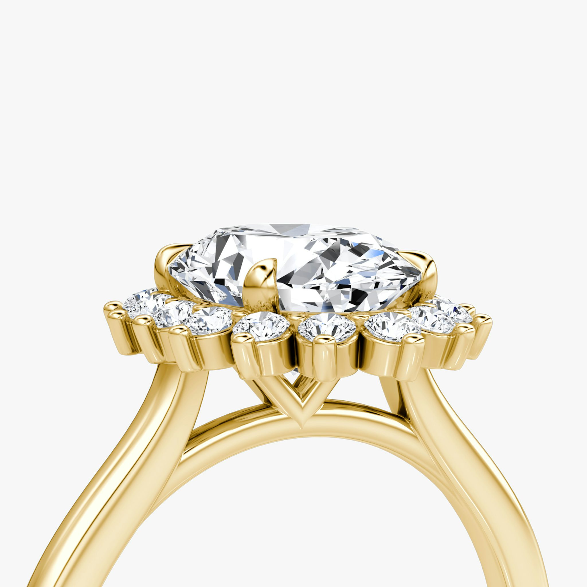 The Floral Cathedral | Oval | 18k | Yellow Gold | bandAccent: Plain | diamondOrientation: vertical | caratWeight: other