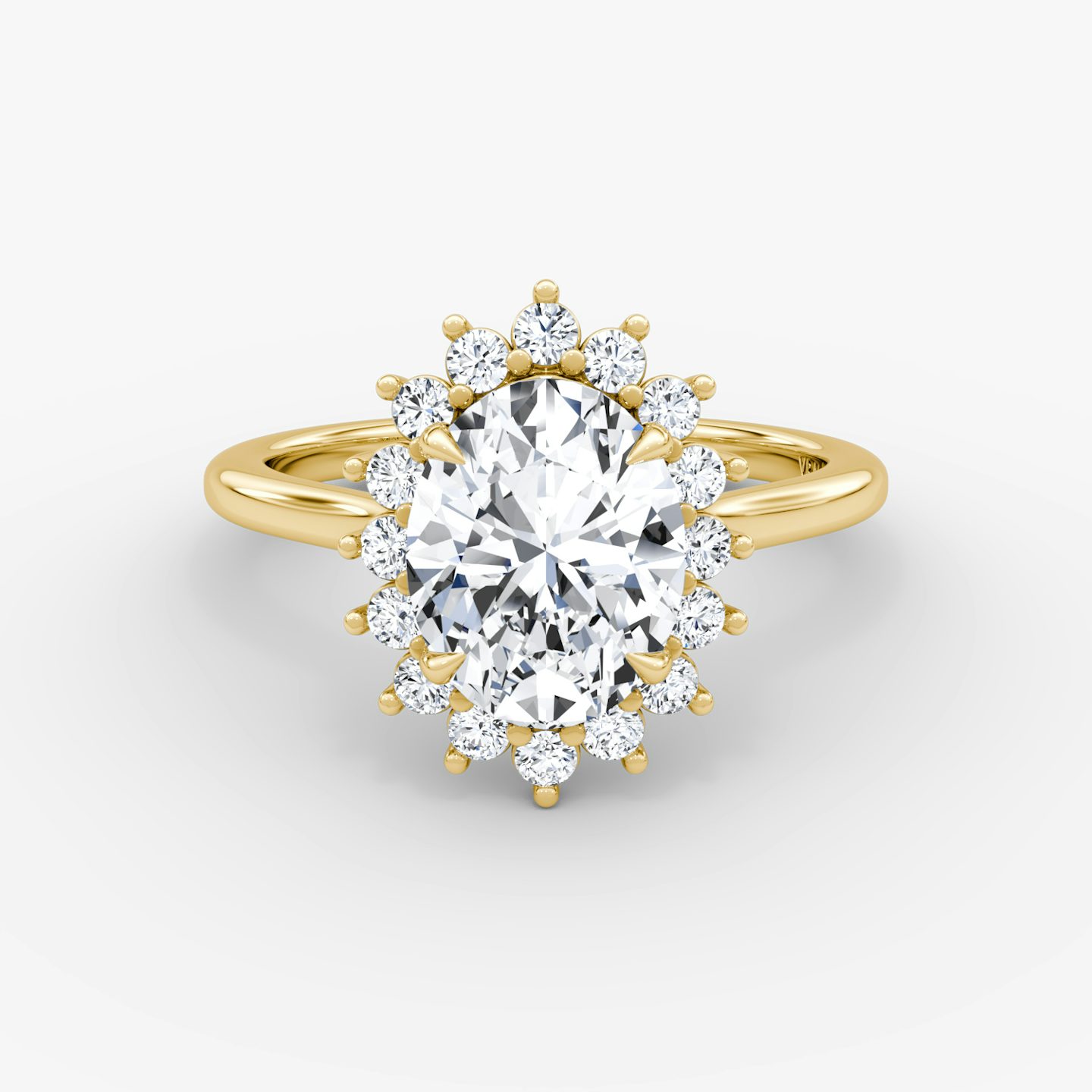Anillo de compromiso Floral Cathedral | Oval | 18k | Oro amarillo | bandAccent: Simple | diamondOrientation: vertical | caratWeight: other