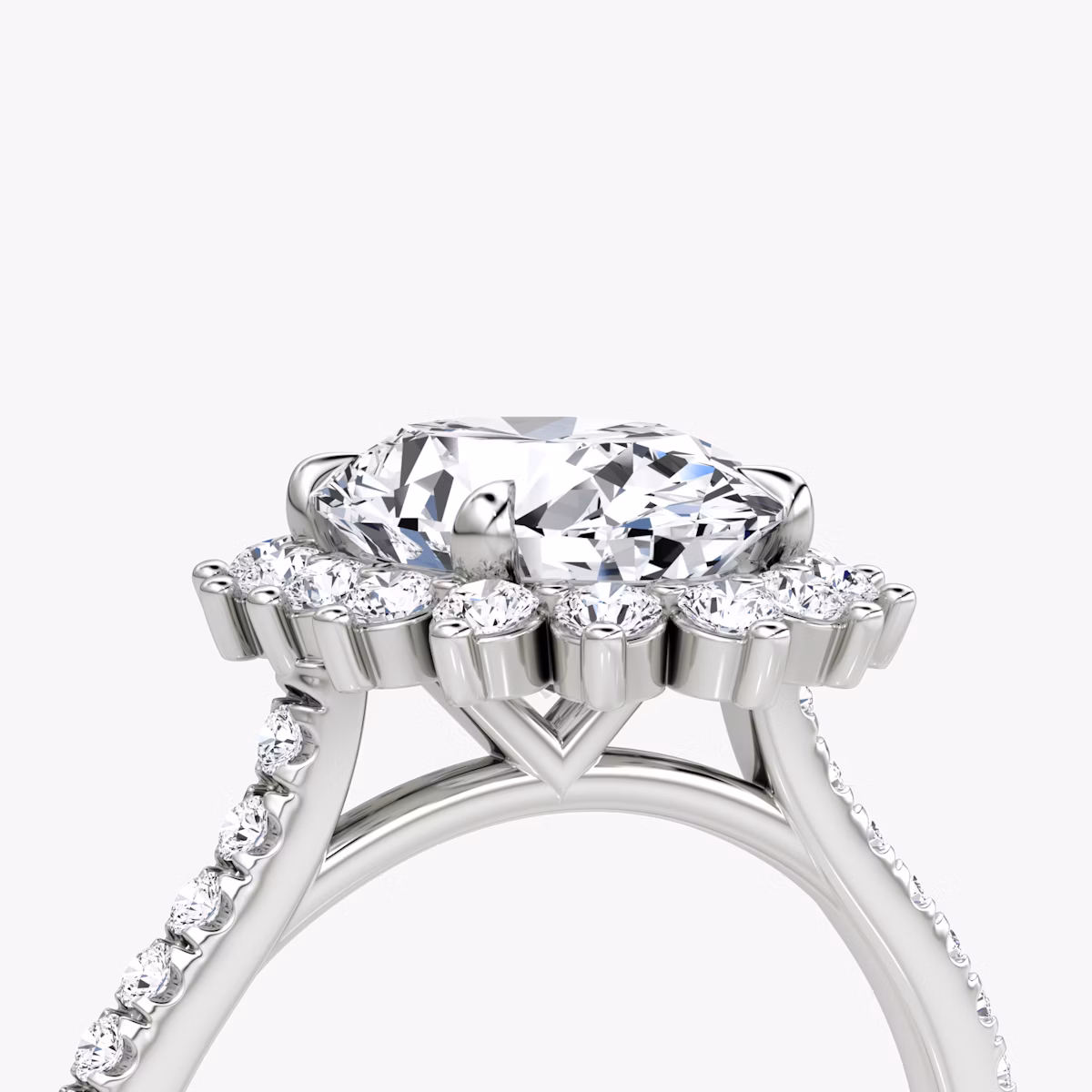 The Floral Cathedral | Oval | 18k | White Gold | bandAccent: Pavé | diamondOrientation: vertical | caratWeight: other