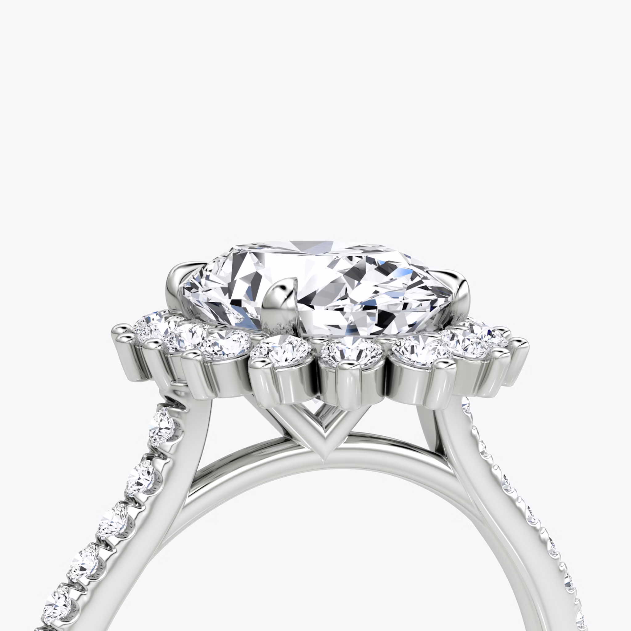 The Floral Cathedral | Oval | 18k | White Gold | bandAccent: Pavé | diamondOrientation: vertical | caratWeight: other
