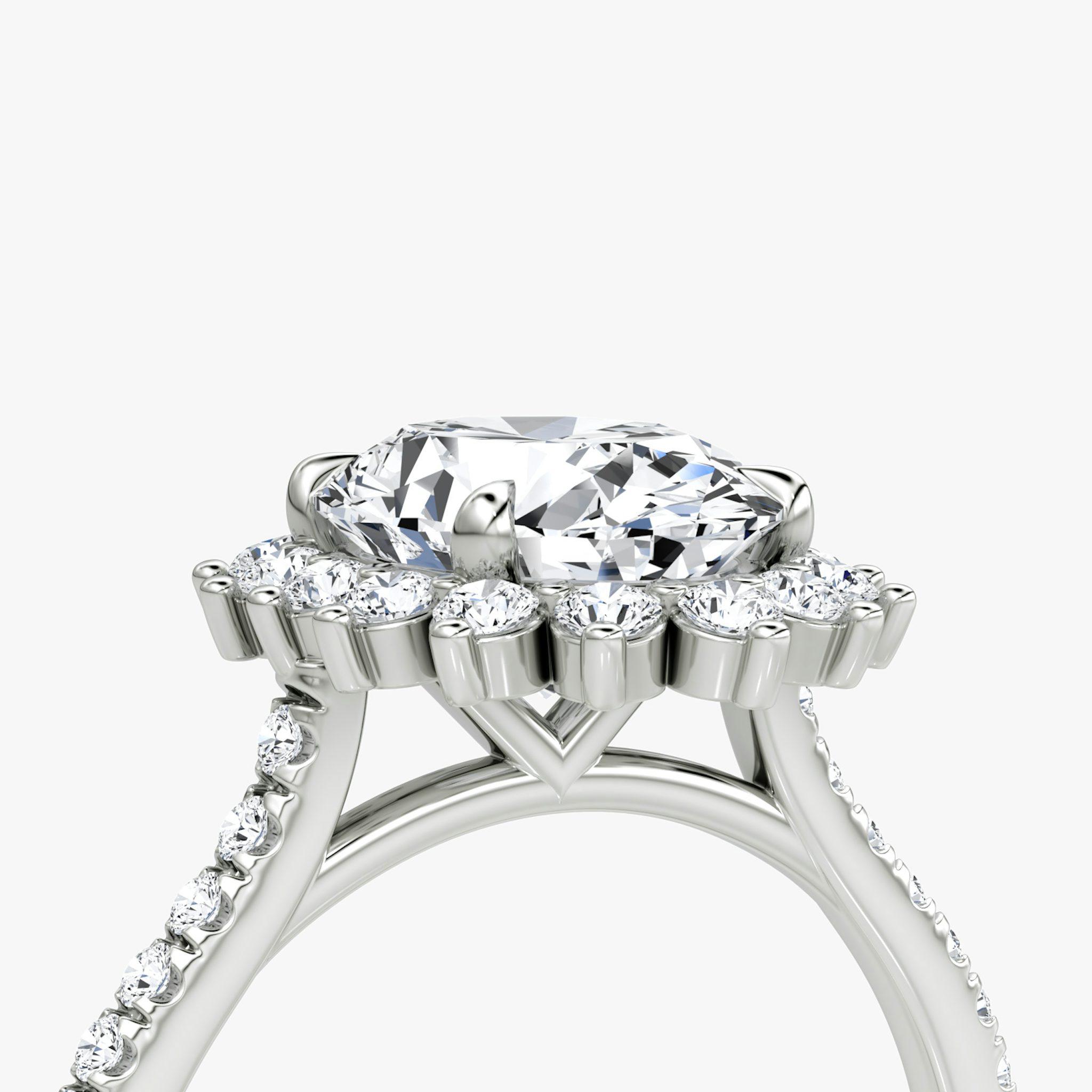 The Floral Cathedral | Oval | 18k | White Gold | bandAccent: Pavé | diamondOrientation: vertical | caratWeight: other