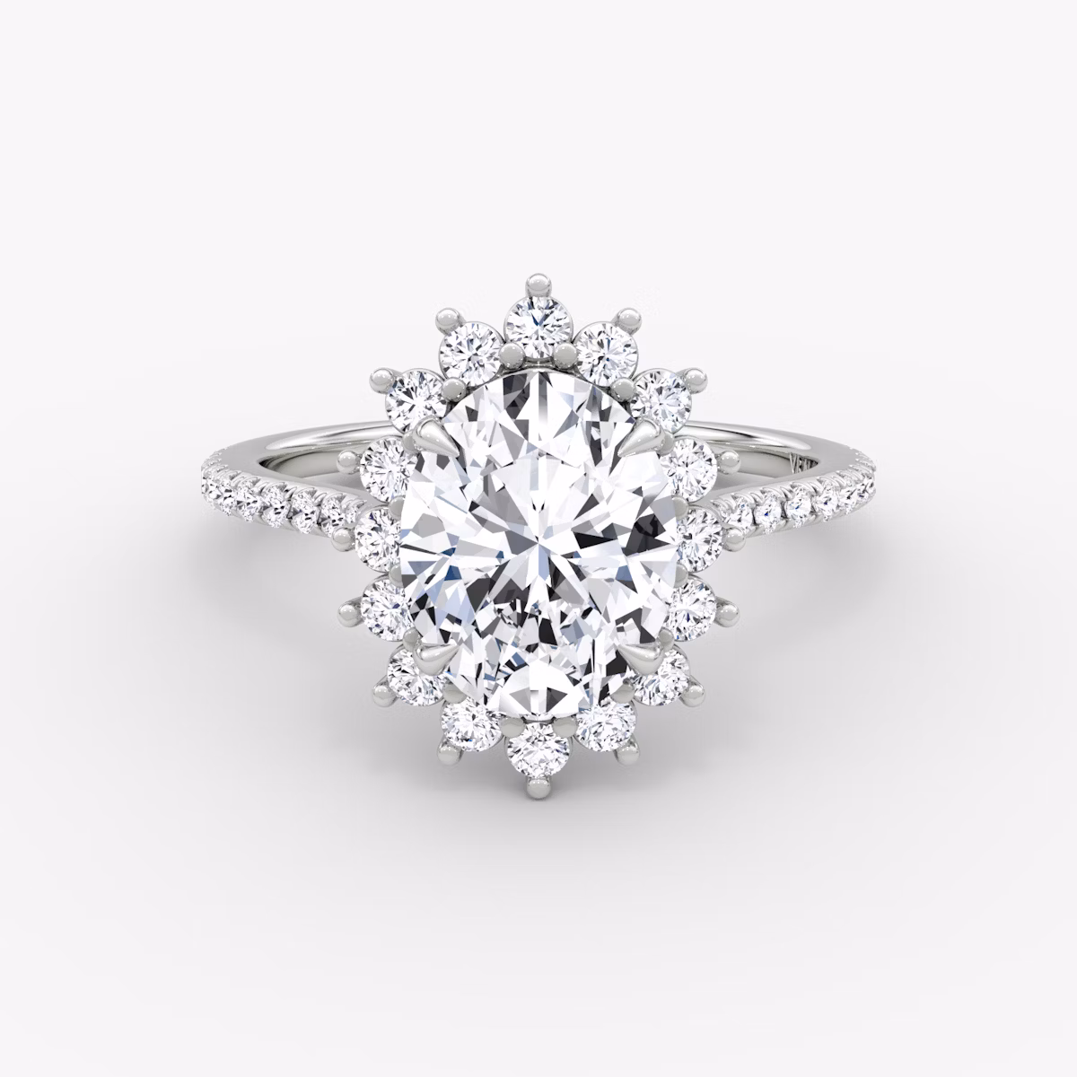 The Floral Cathedral | Oval | 18k | White Gold | bandAccent: Pavé | diamondOrientation: vertical | caratWeight: other