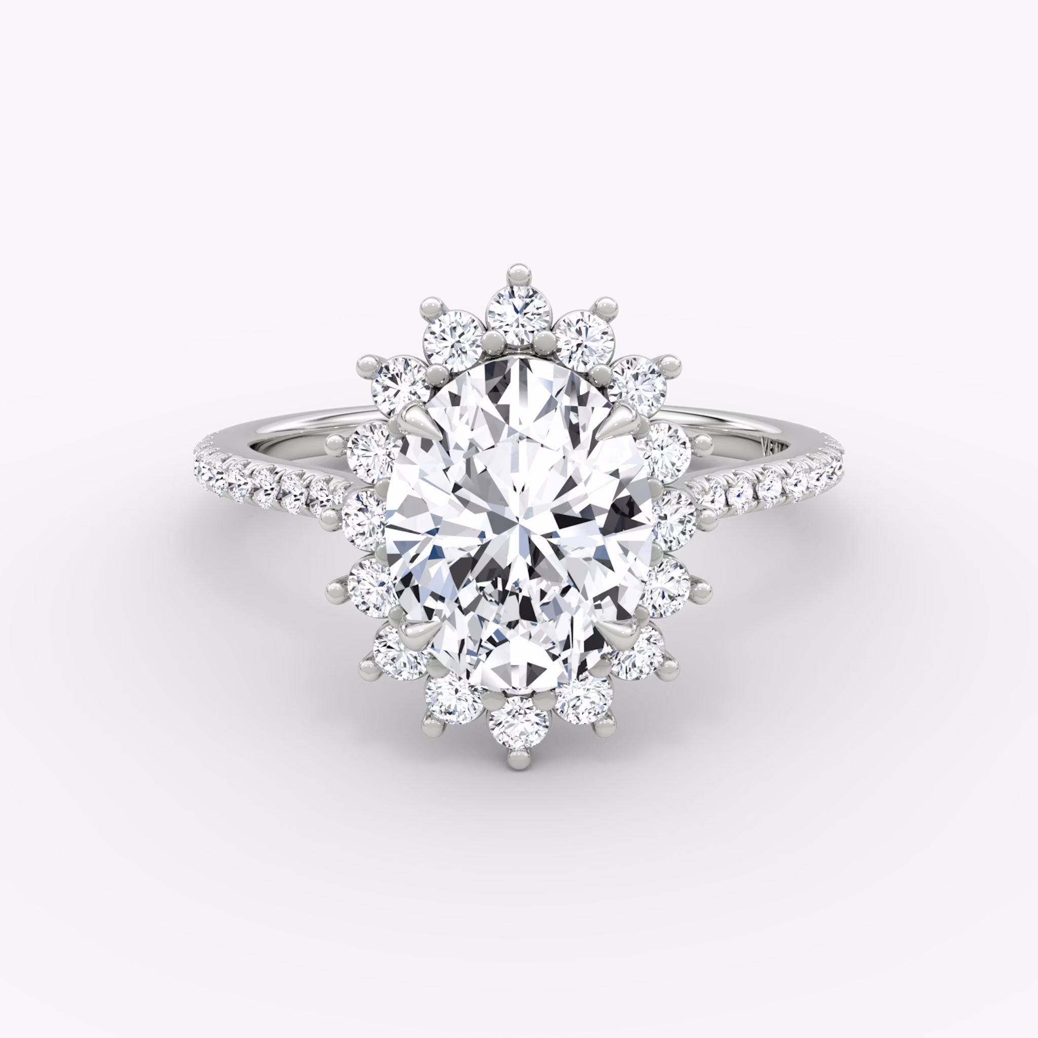 The Floral Cathedral | Oval | 18k | White Gold | bandAccent: Pavé | diamondOrientation: vertical | caratWeight: other