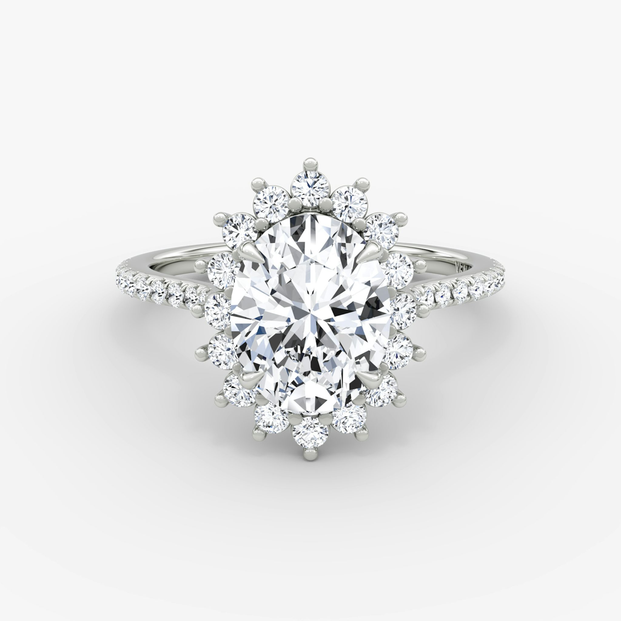 The Floral Cathedral | Oval | 18k | White Gold | bandAccent: Pavé | diamondOrientation: vertical | caratWeight: other