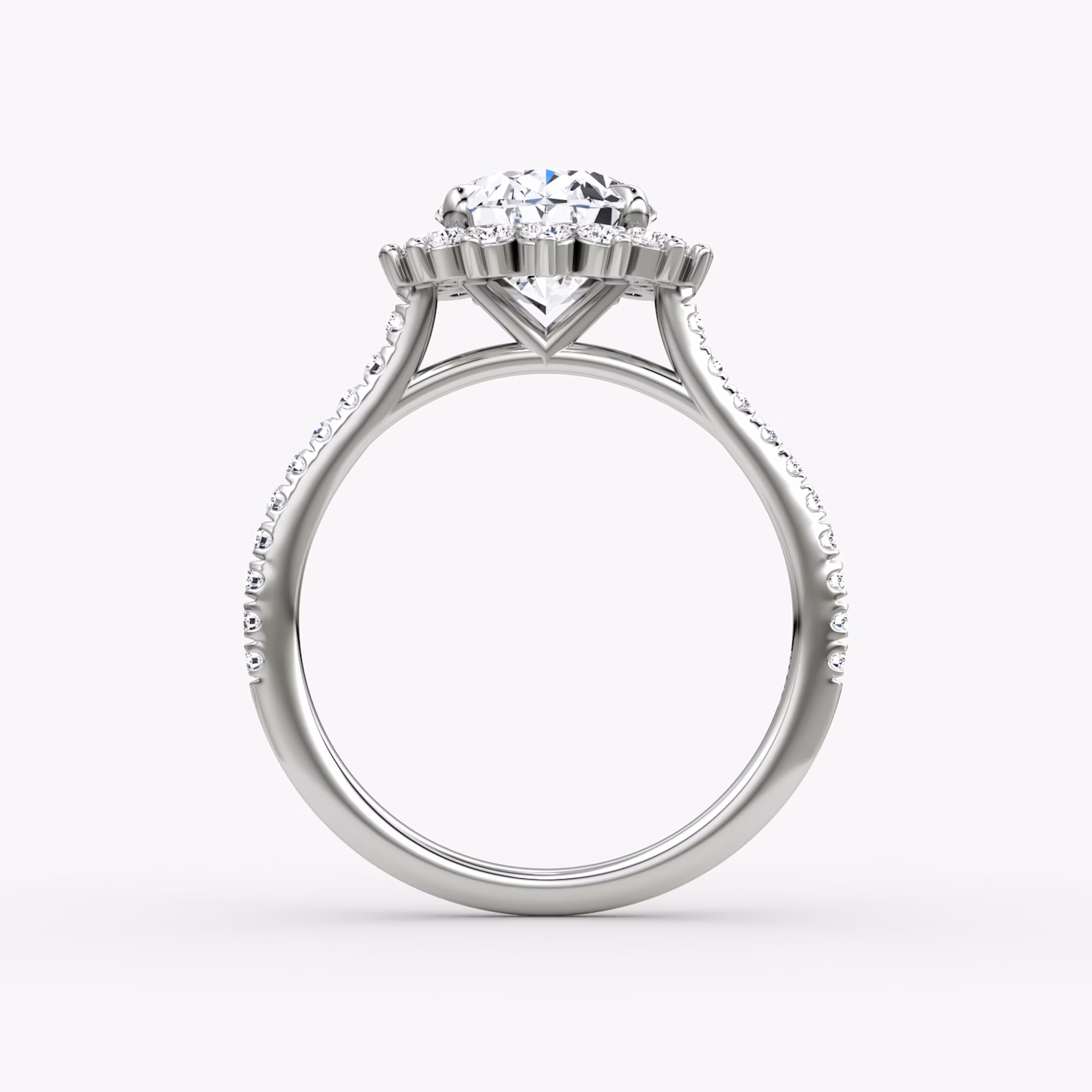 The Floral Cathedral | Oval | 18k | White Gold | bandAccent: Pavé | diamondOrientation: vertical | caratWeight: other
