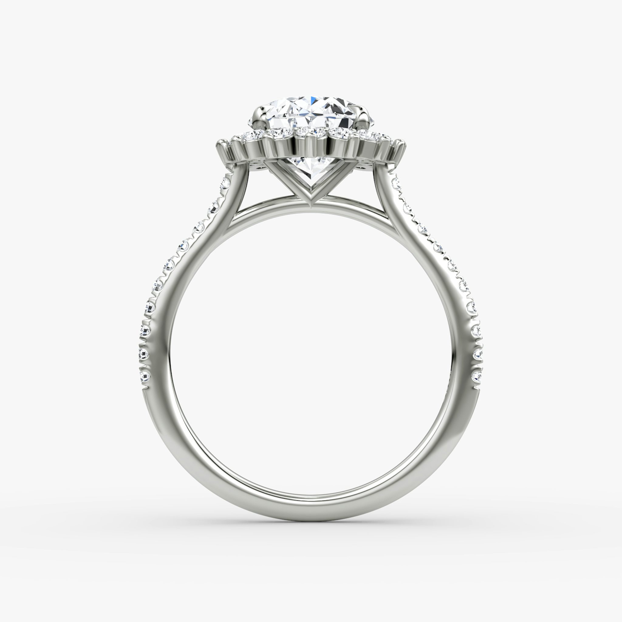 The Floral Cathedral | Oval | 18k | White Gold | bandAccent: Pavé | diamondOrientation: vertical | caratWeight: other