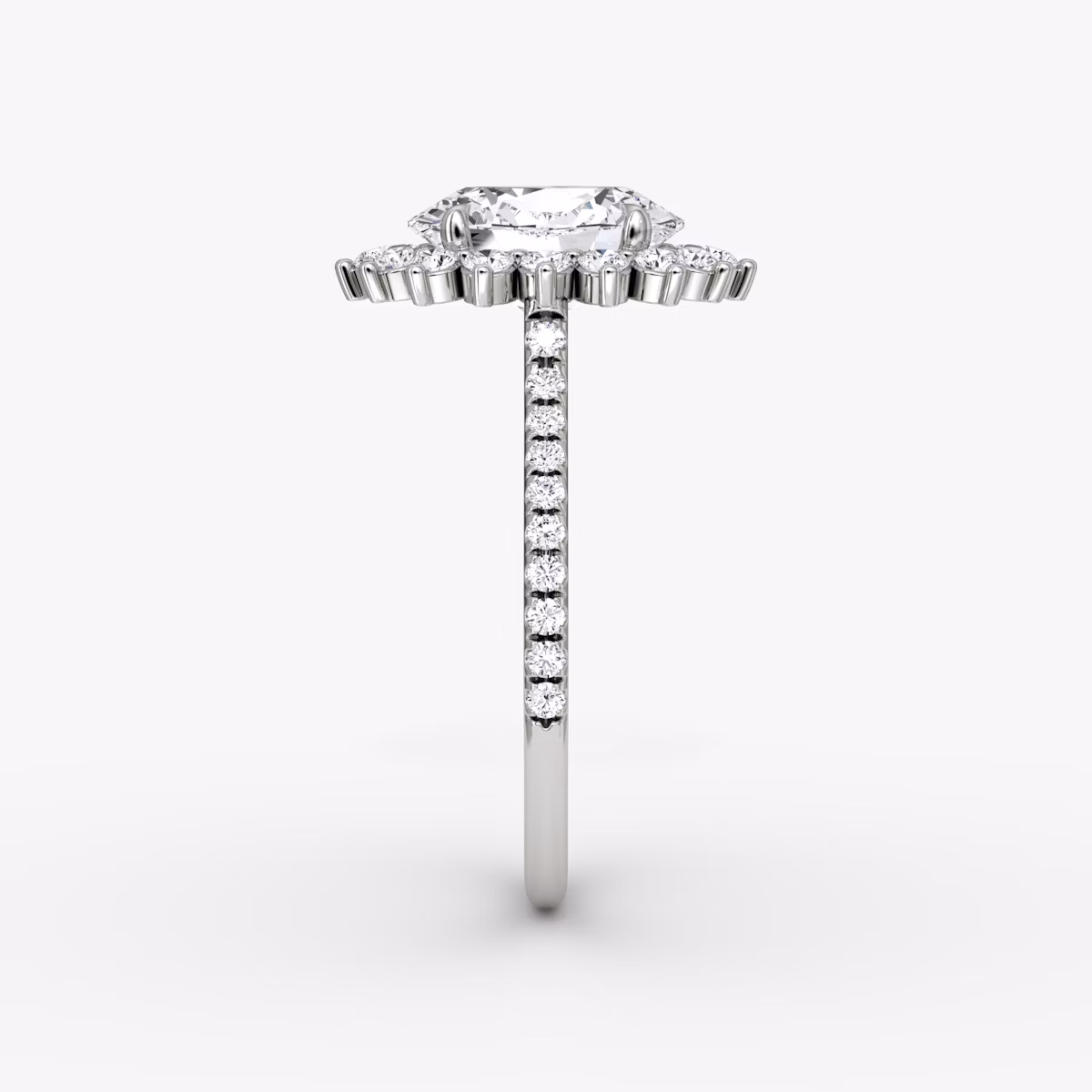 The Floral Cathedral | Oval | 18k | White Gold | bandAccent: Pavé | diamondOrientation: vertical | caratWeight: other