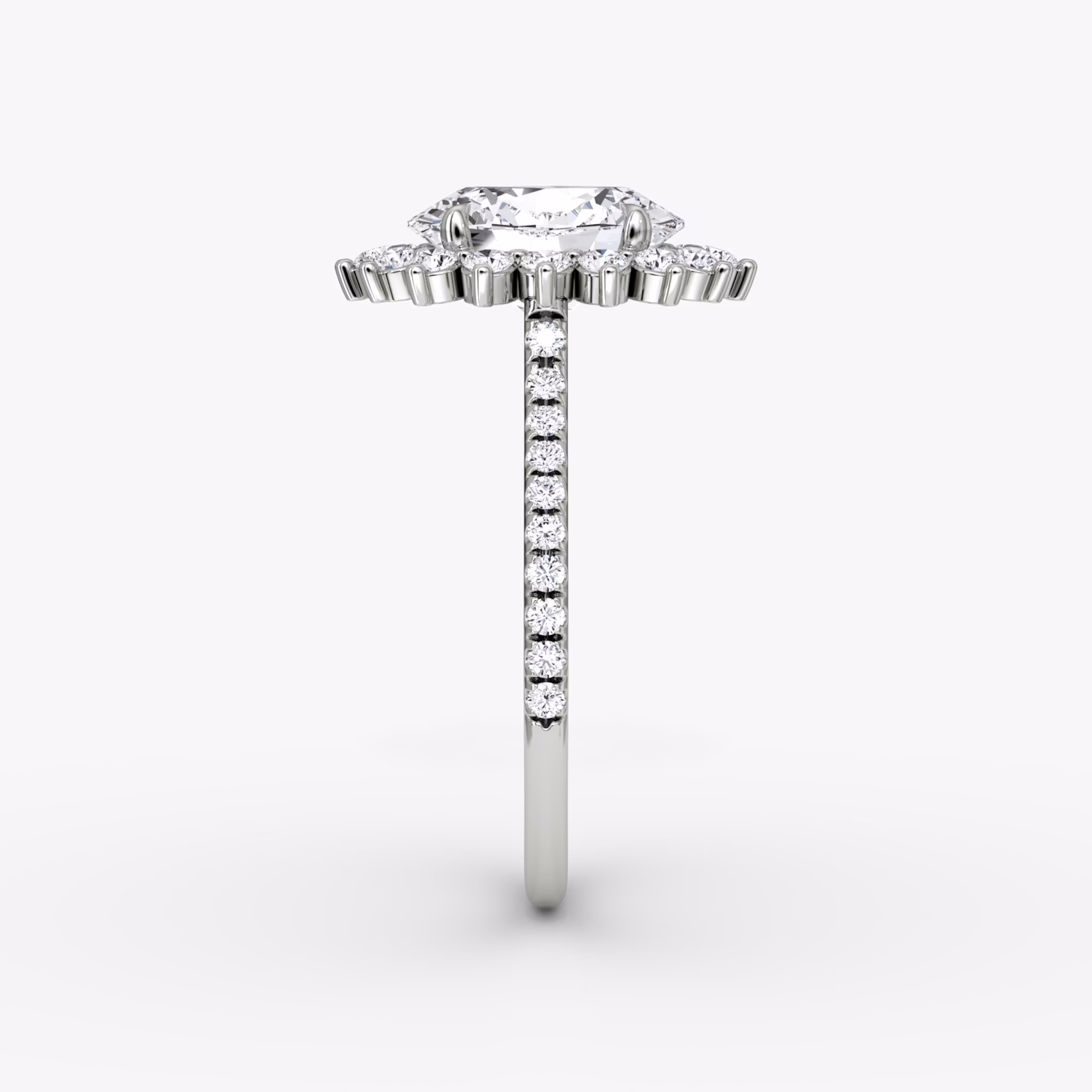 The Floral Cathedral | Oval | 18k | White Gold | bandAccent: Pavé | diamondOrientation: vertical | caratWeight: other