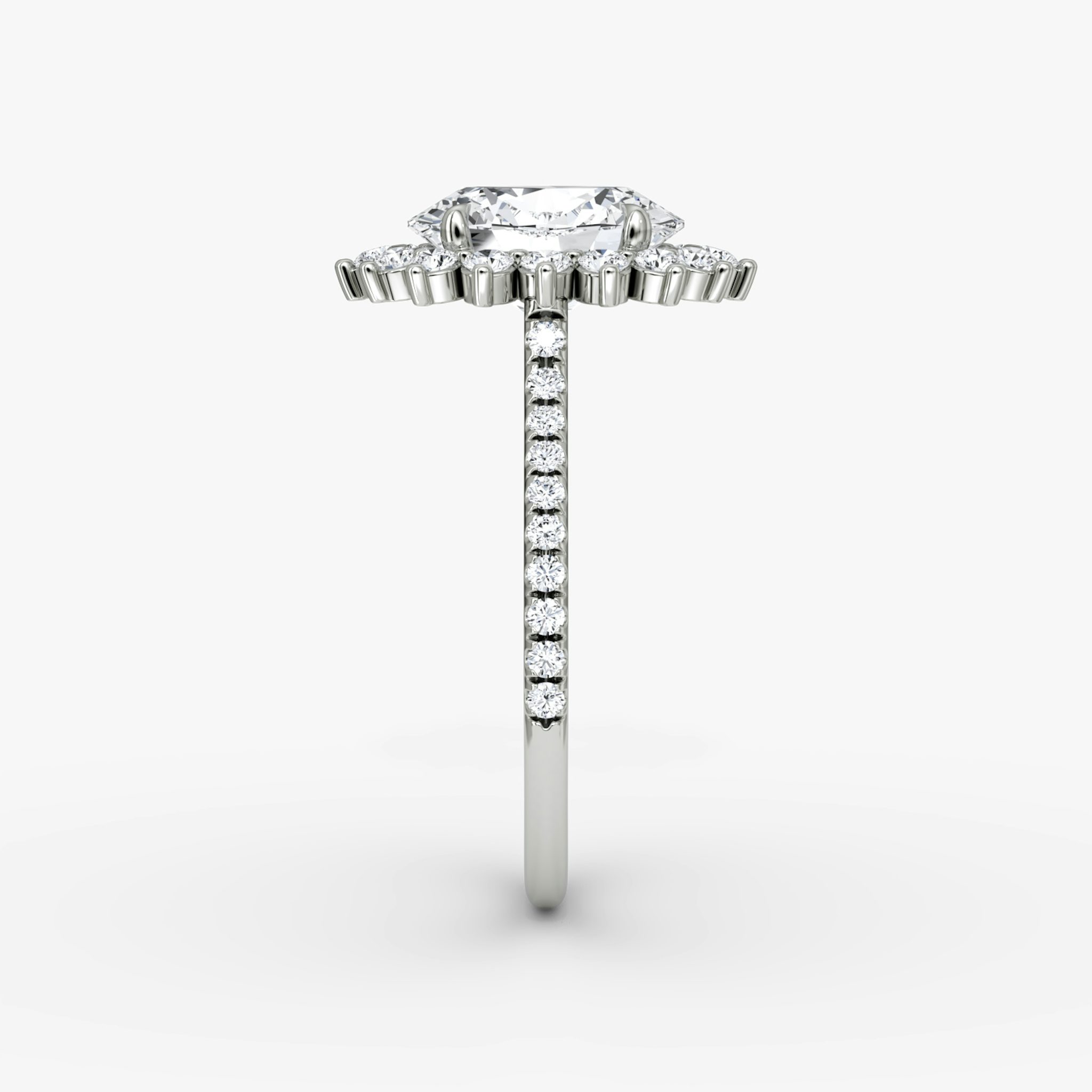 The Floral Cathedral | Oval | 18k | White Gold | bandAccent: Pavé | diamondOrientation: vertical | caratWeight: other