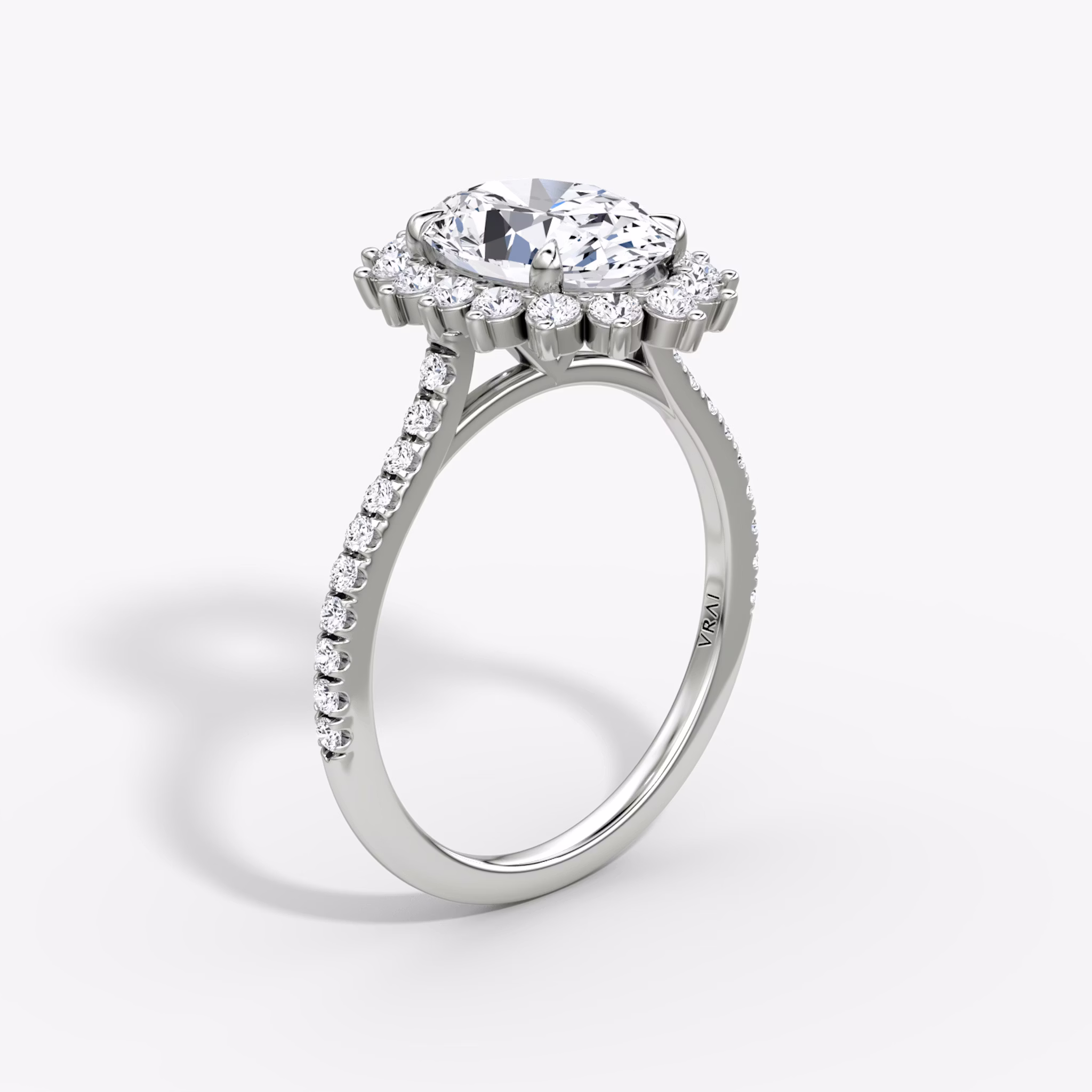 The Floral Cathedral | Oval | 18k | White Gold | bandAccent: Pavé | diamondOrientation: vertical | caratWeight: other
