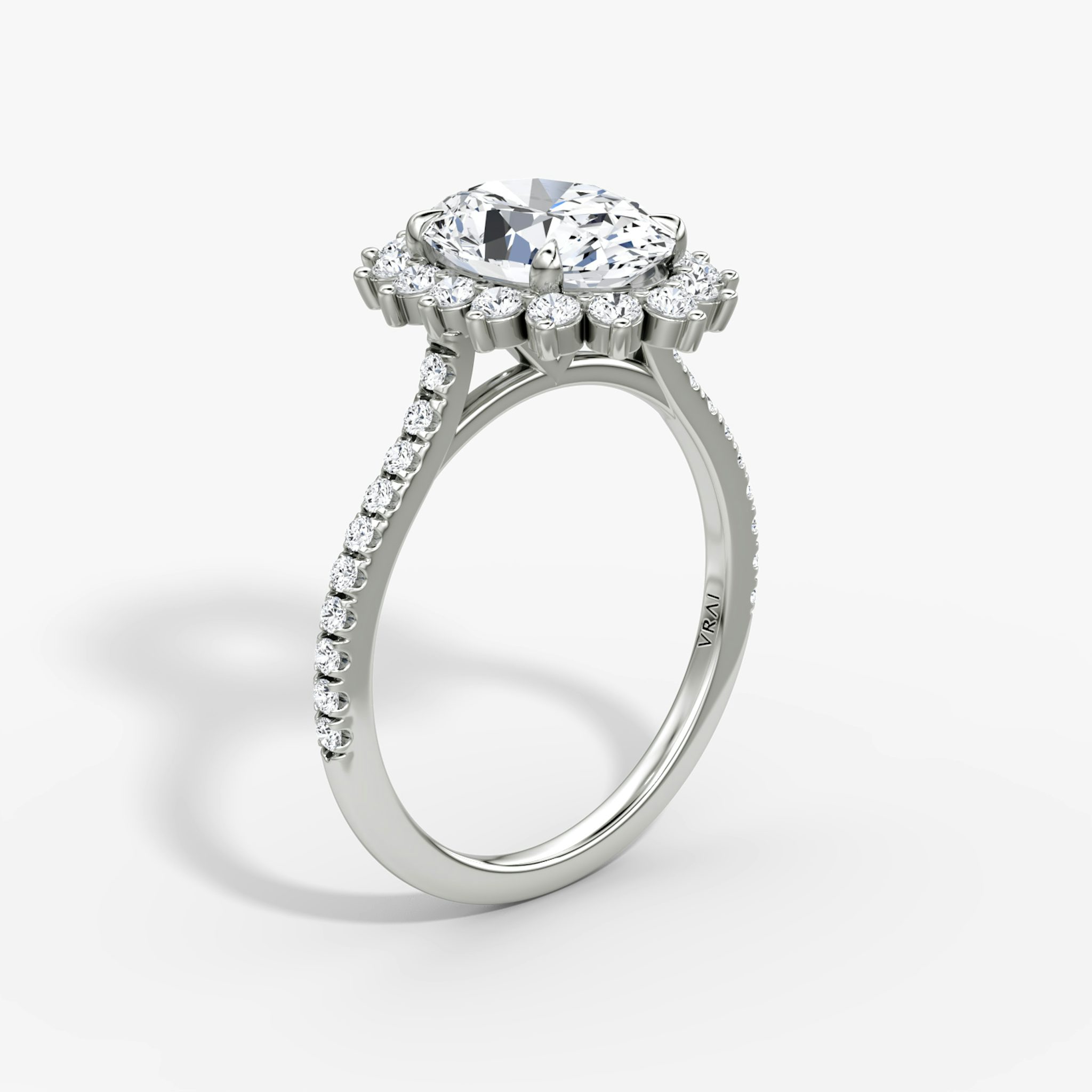 The Floral Cathedral | Oval | 18k | White Gold | bandAccent: Pavé | diamondOrientation: vertical | caratWeight: other