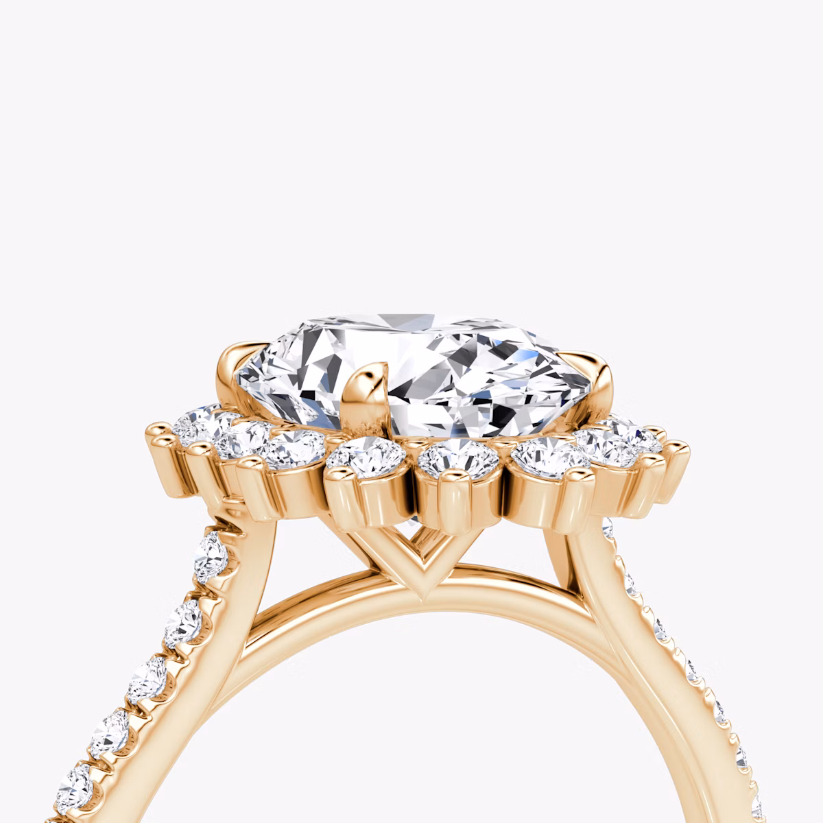 The Floral Cathedral | Oval | 14k | Rose Gold | bandAccent: Pavé | diamondOrientation: vertical | caratWeight: other