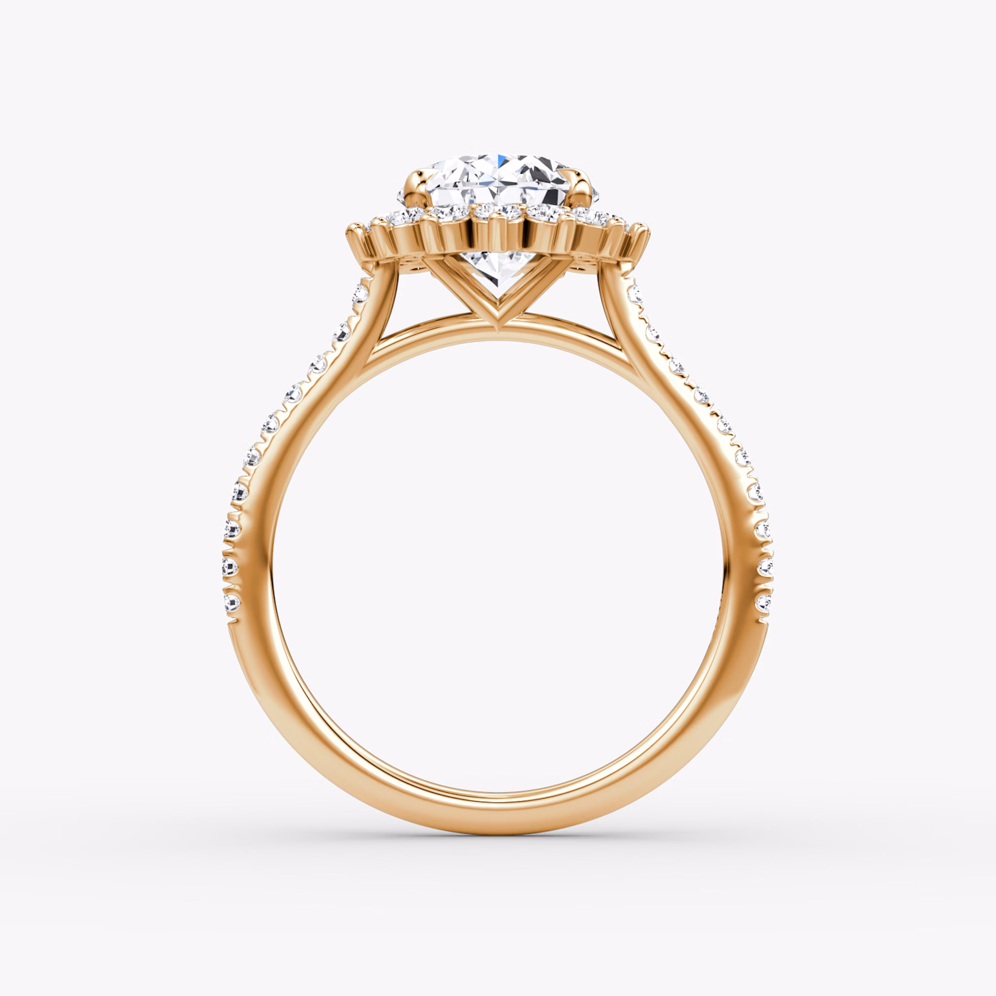 The Floral Cathedral | Oval | 14k | Rose Gold | bandAccent: Pavé | diamondOrientation: vertical | caratWeight: other
