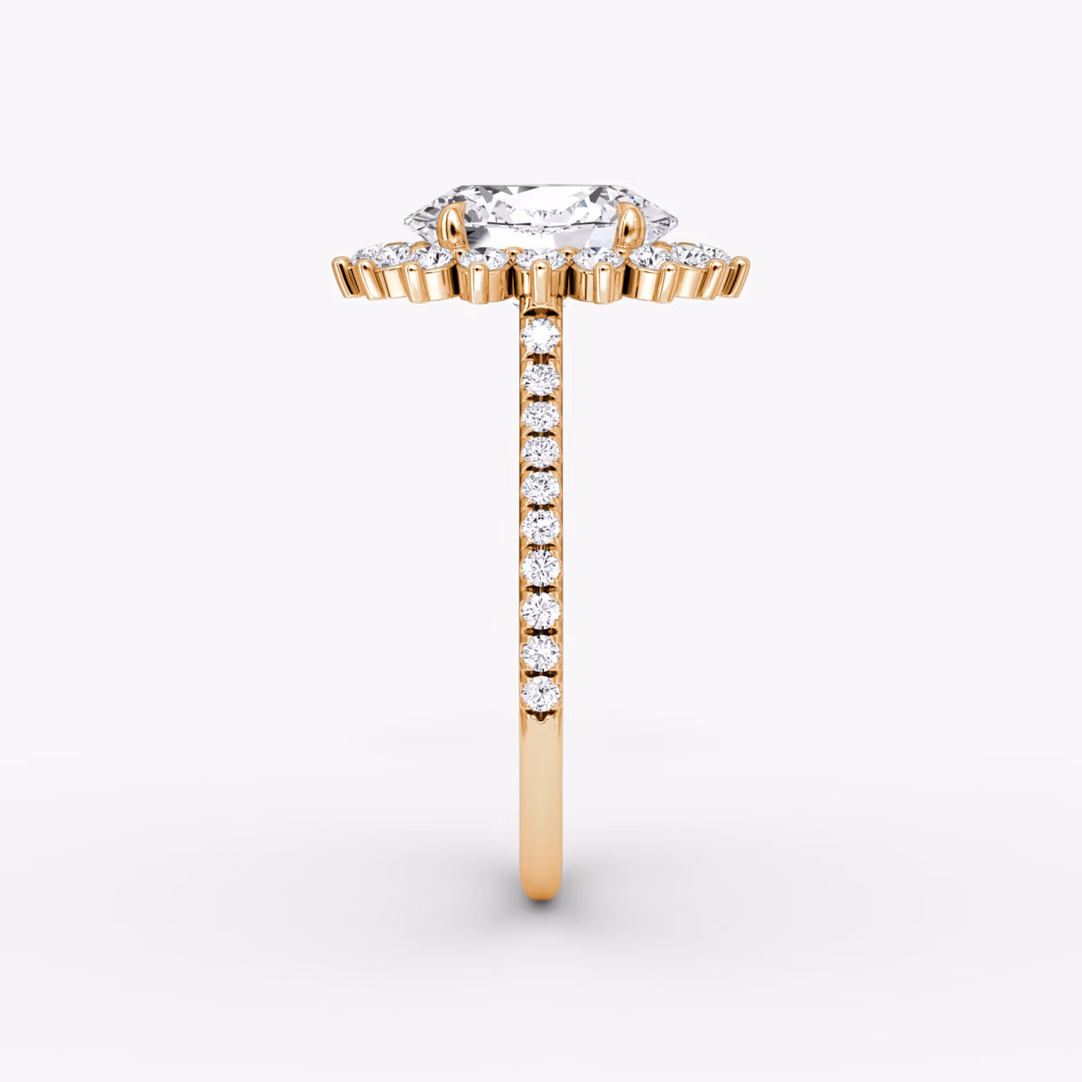 The Floral Cathedral | Oval | 14k | Rose Gold | bandAccent: Pavé | diamondOrientation: vertical | caratWeight: other