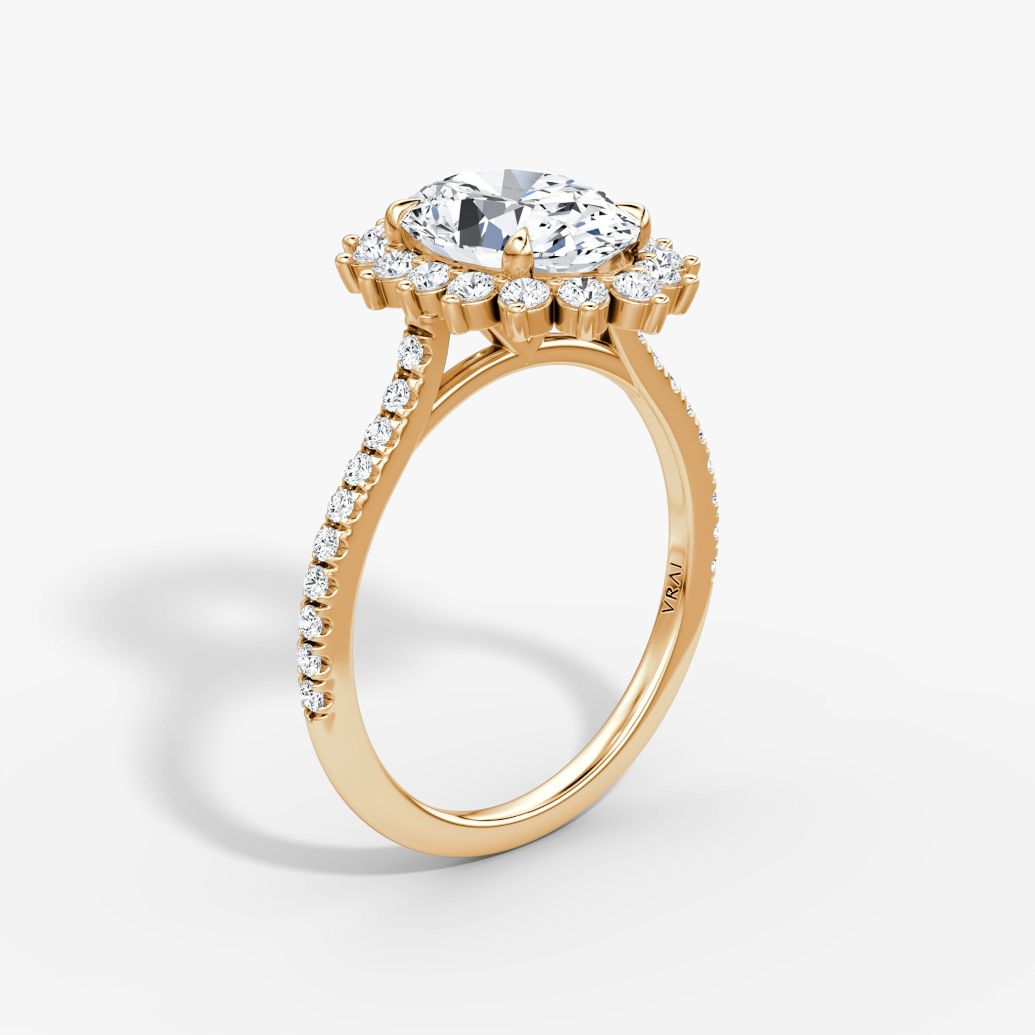 The Floral Cathedral | Oval | 14k | Rose Gold | bandAccent: Pavé | diamondOrientation: vertical | caratWeight: other