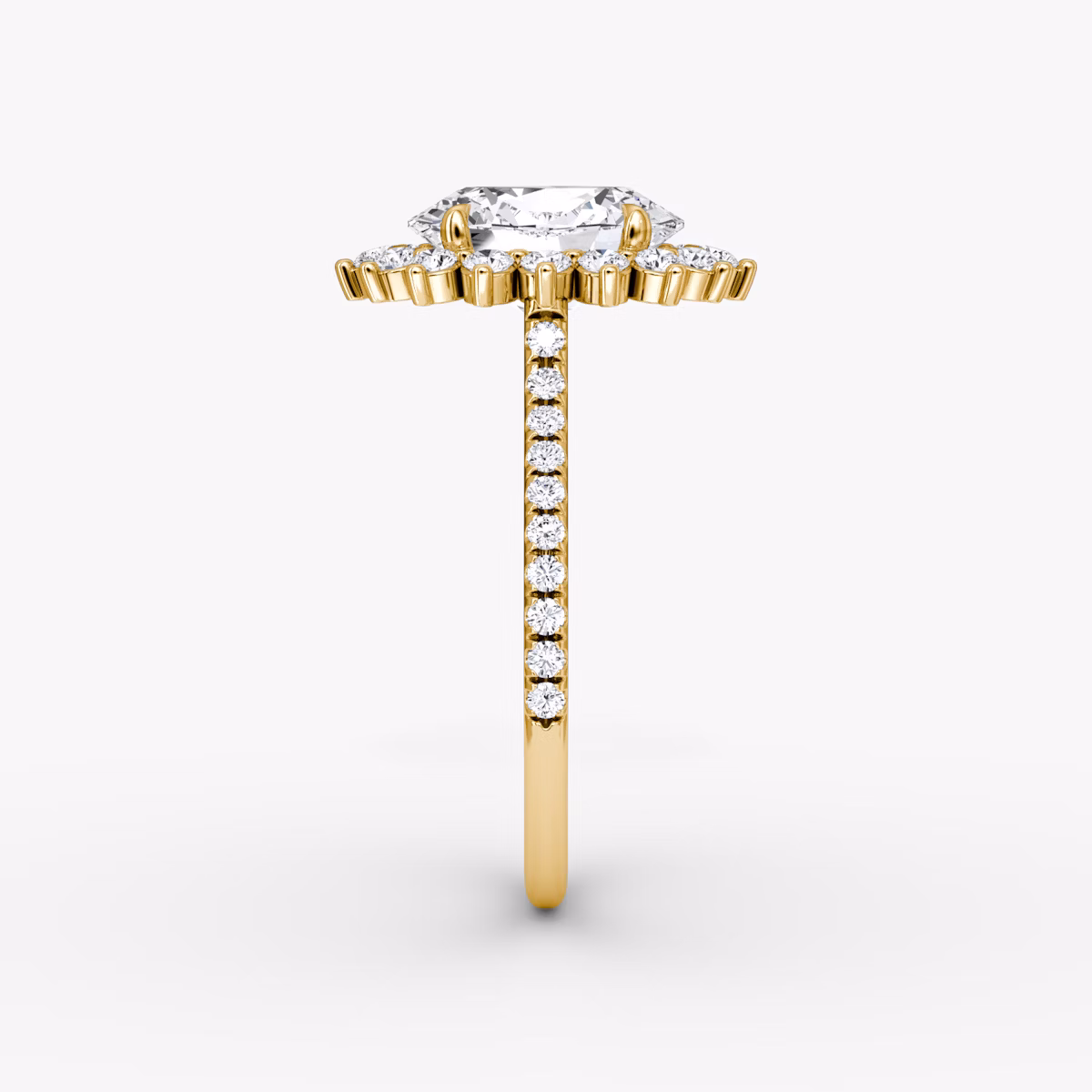 The Floral Cathedral | Oval | 18k | Yellow Gold | bandAccent: Pavé | diamondOrientation: vertical | caratWeight: other