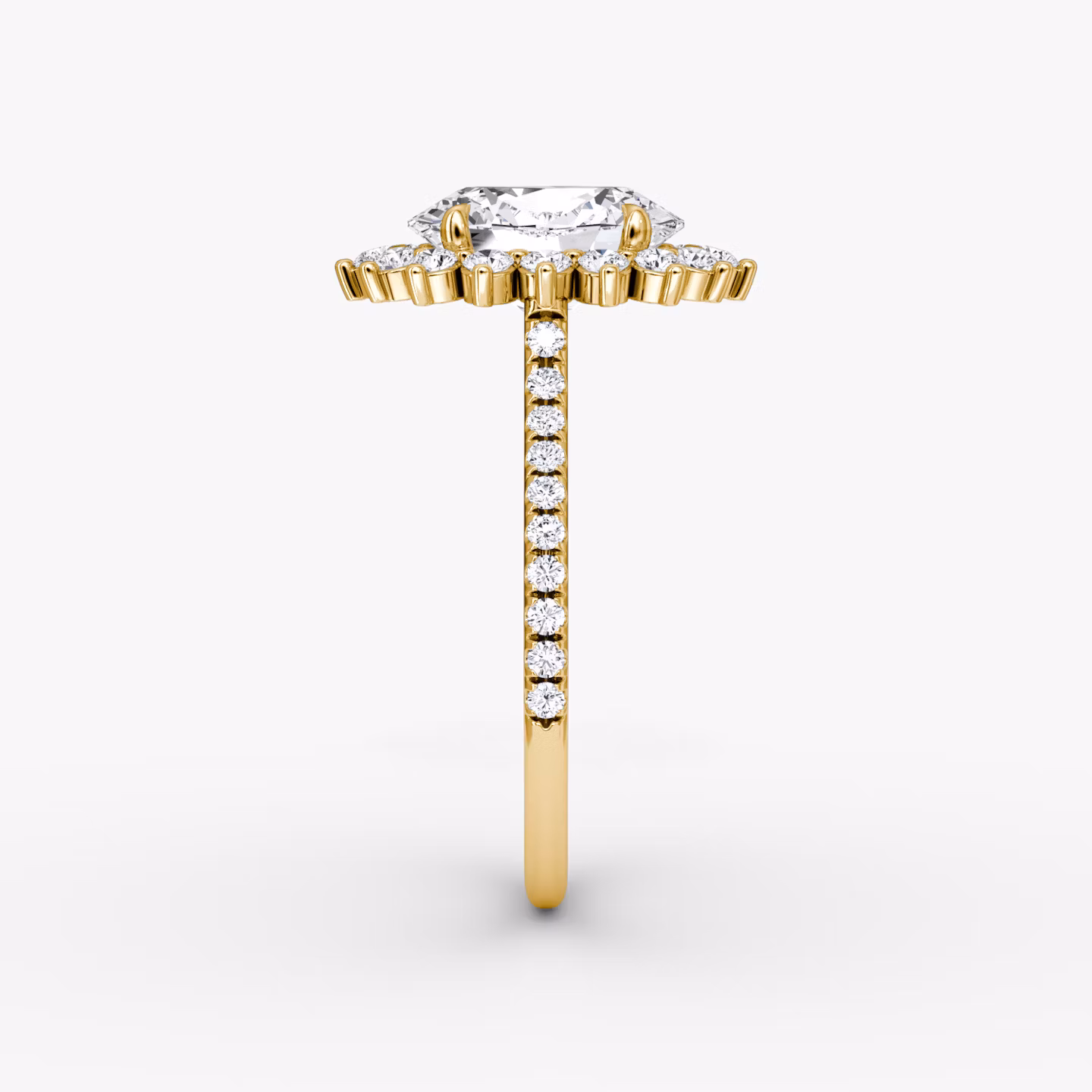 The Floral Cathedral  | Oval | 18k | Yellow Gold | bandAccent: Pavé | diamondOrientation: vertical | caratWeight: other