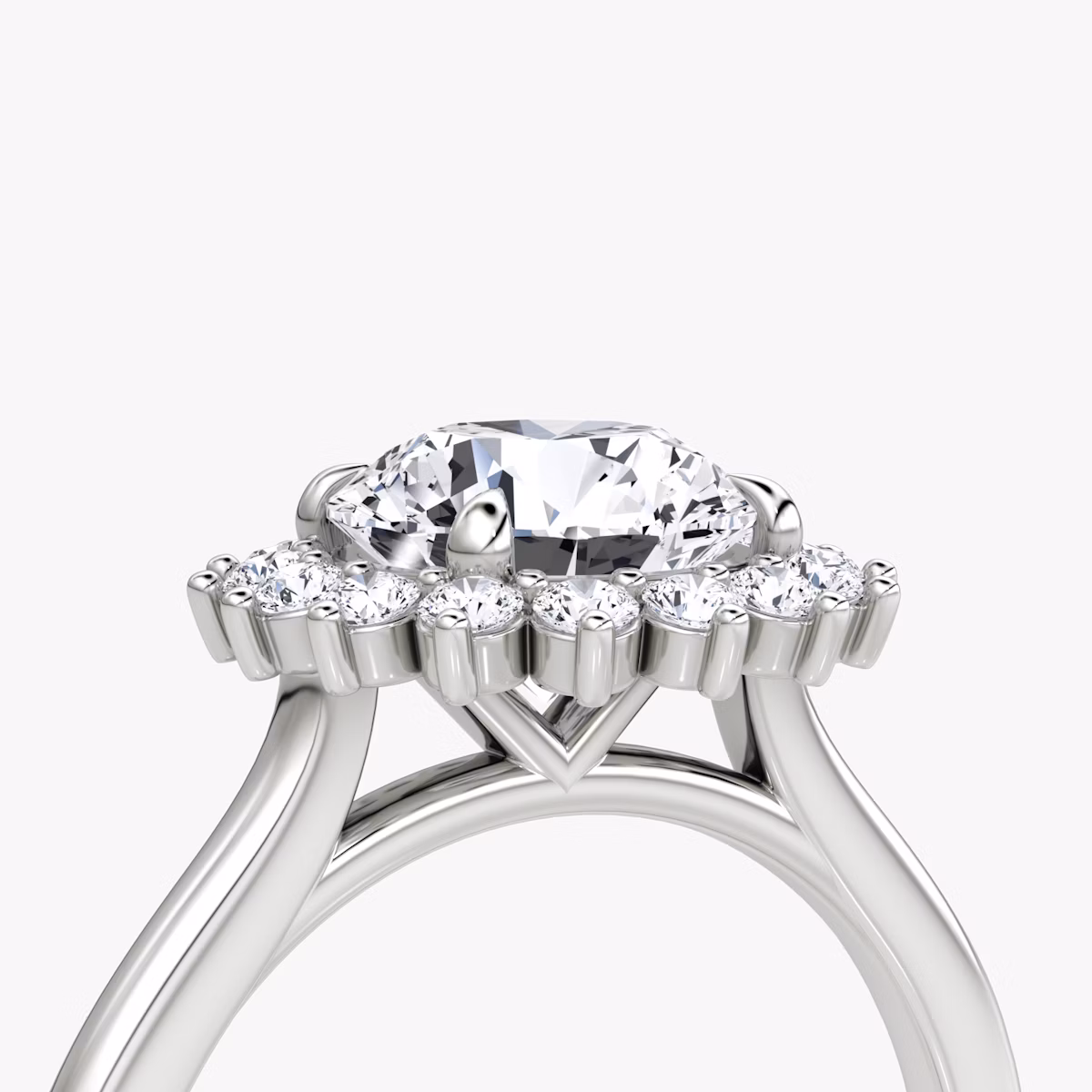 The Floral Cathedral | Round Brilliant | 18k | White Gold | bandAccent: Plain | caratWeight: 1.0ct | diamondOrientation: vertical