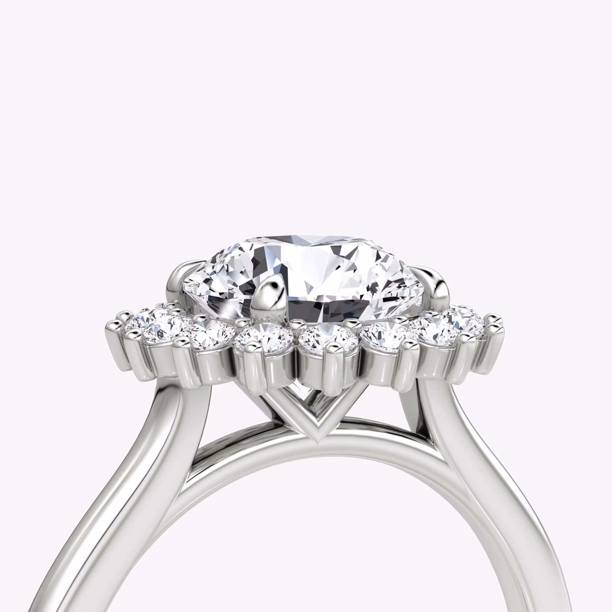 The Floral Cathedral | Round Brilliant | Platinum | bandAccent: Plain | caratWeight: 1.0ct | diamondOrientation: vertical