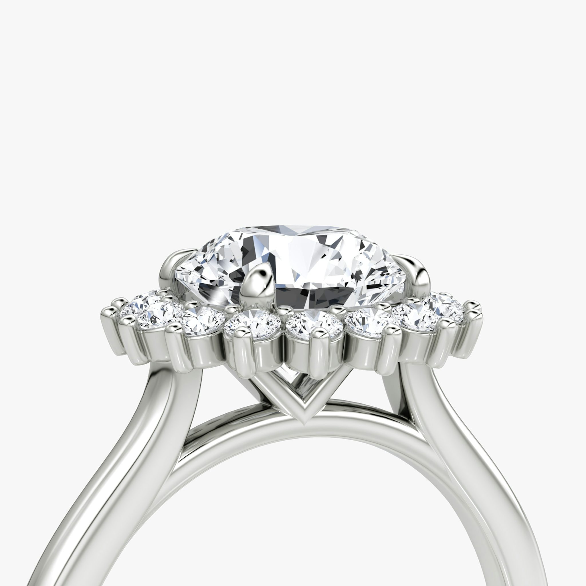 The Floral Cathedral | Round Brilliant | Platinum | bandAccent: Plain | caratWeight: 1.0ct | diamondOrientation: vertical