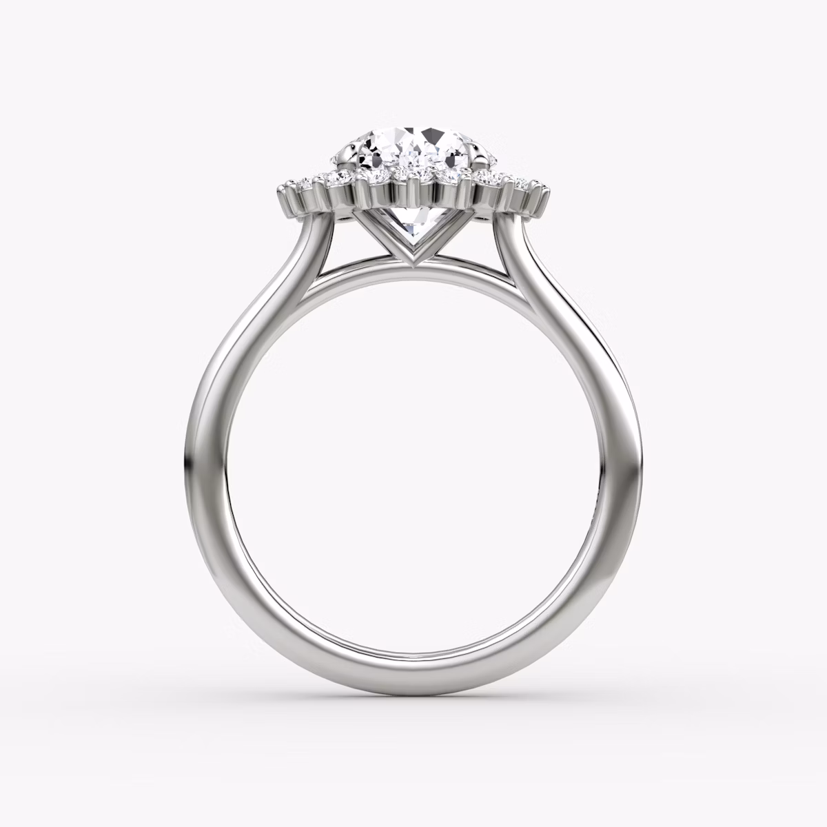 The Floral Cathedral | Round Brilliant | 18k | White Gold | bandAccent: Plain | caratWeight: 1.0ct | diamondOrientation: vertical