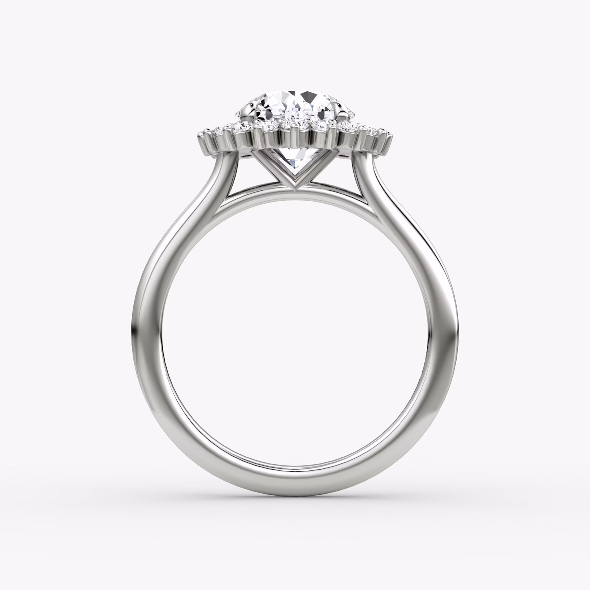 The Floral Cathedral | Round Brilliant | Platinum | bandAccent: Plain | caratWeight: 1.0ct | diamondOrientation: vertical