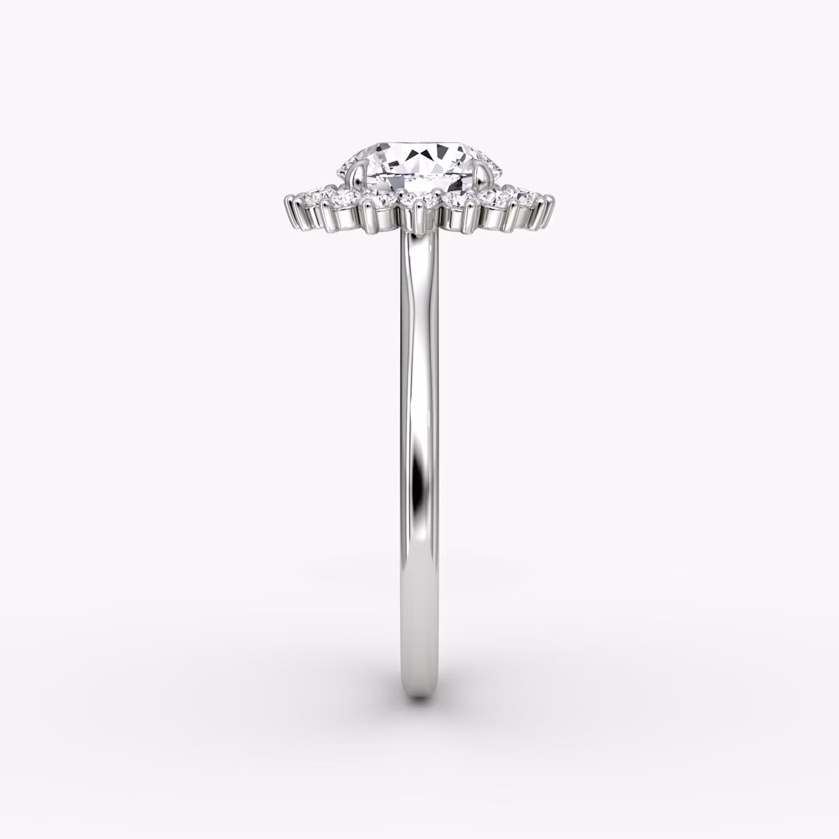 The Floral Cathedral | Round Brilliant | 18k | White Gold | bandAccent: Plain | caratWeight: 1.0ct | diamondOrientation: vertical