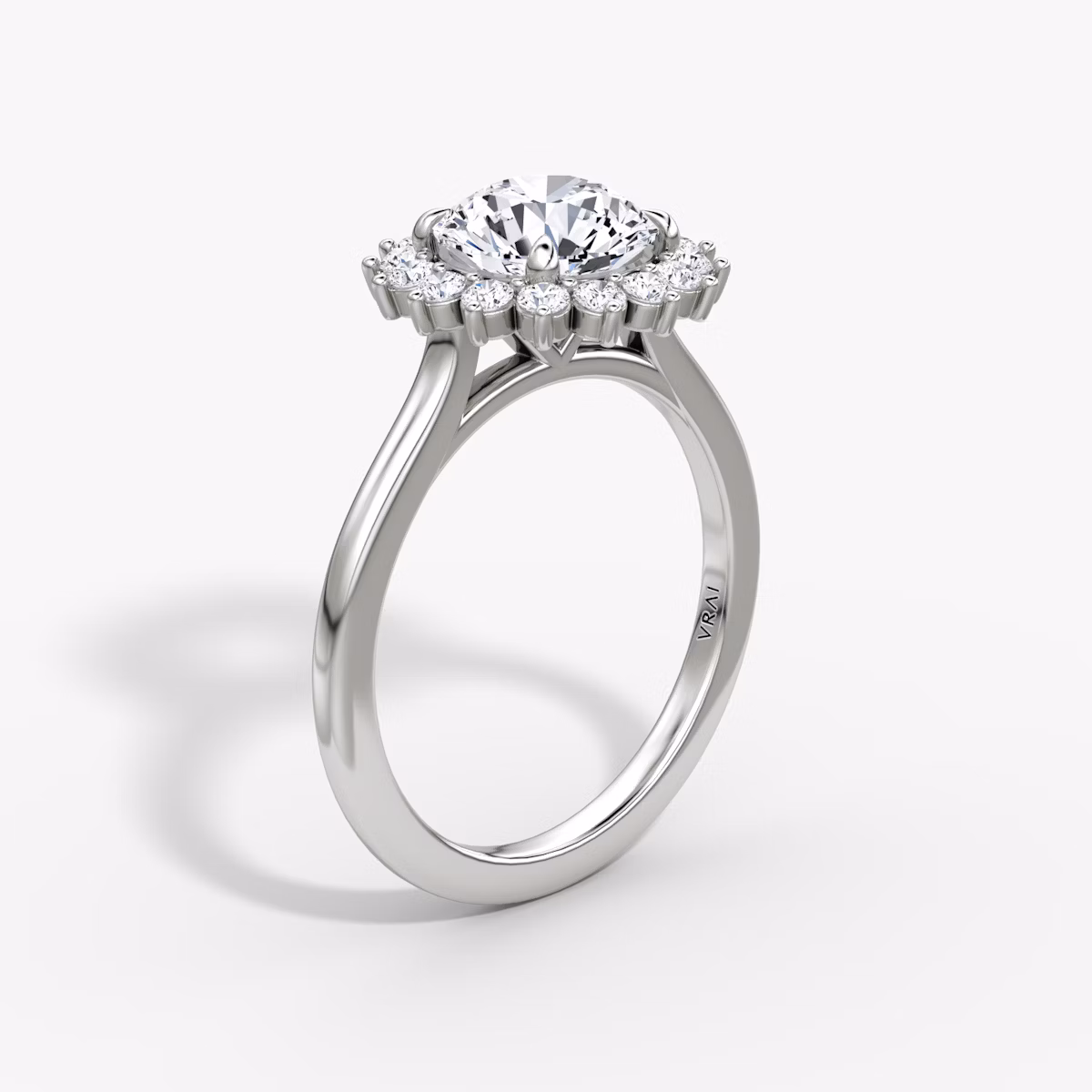 The Floral Cathedral | Round Brilliant | 18k | White Gold | bandAccent: Plain | caratWeight: 1.0ct | diamondOrientation: vertical