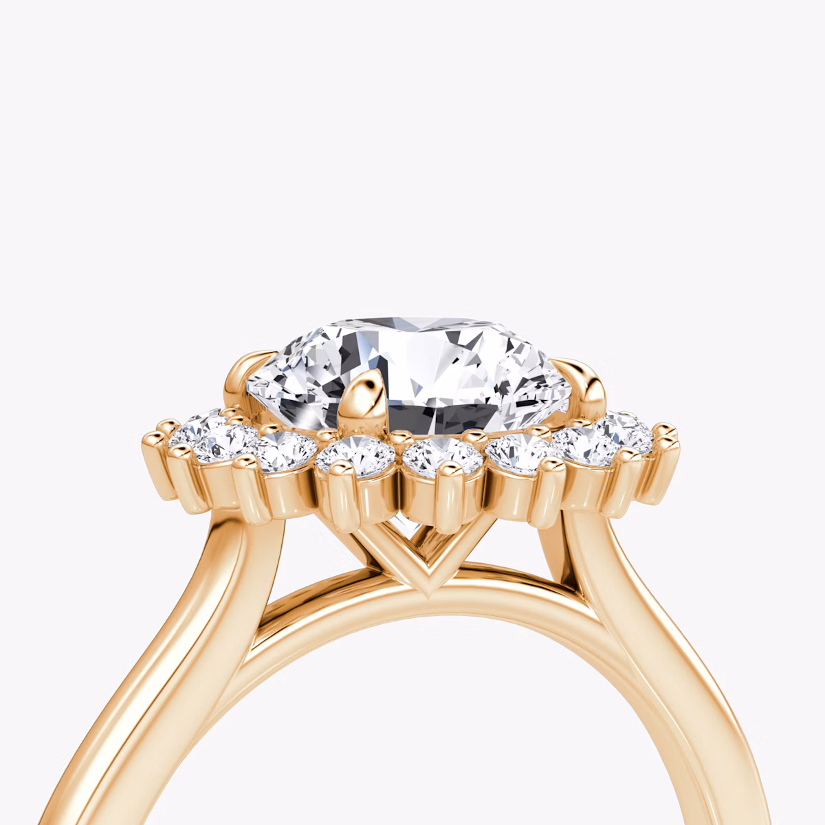 The Floral Cathedral | Round Brilliant | 14k | Rose Gold | bandAccent: Plain | caratWeight: 1.0ct | diamondOrientation: vertical